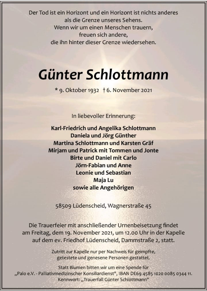 Traueranzeige von Günter Schlottmann