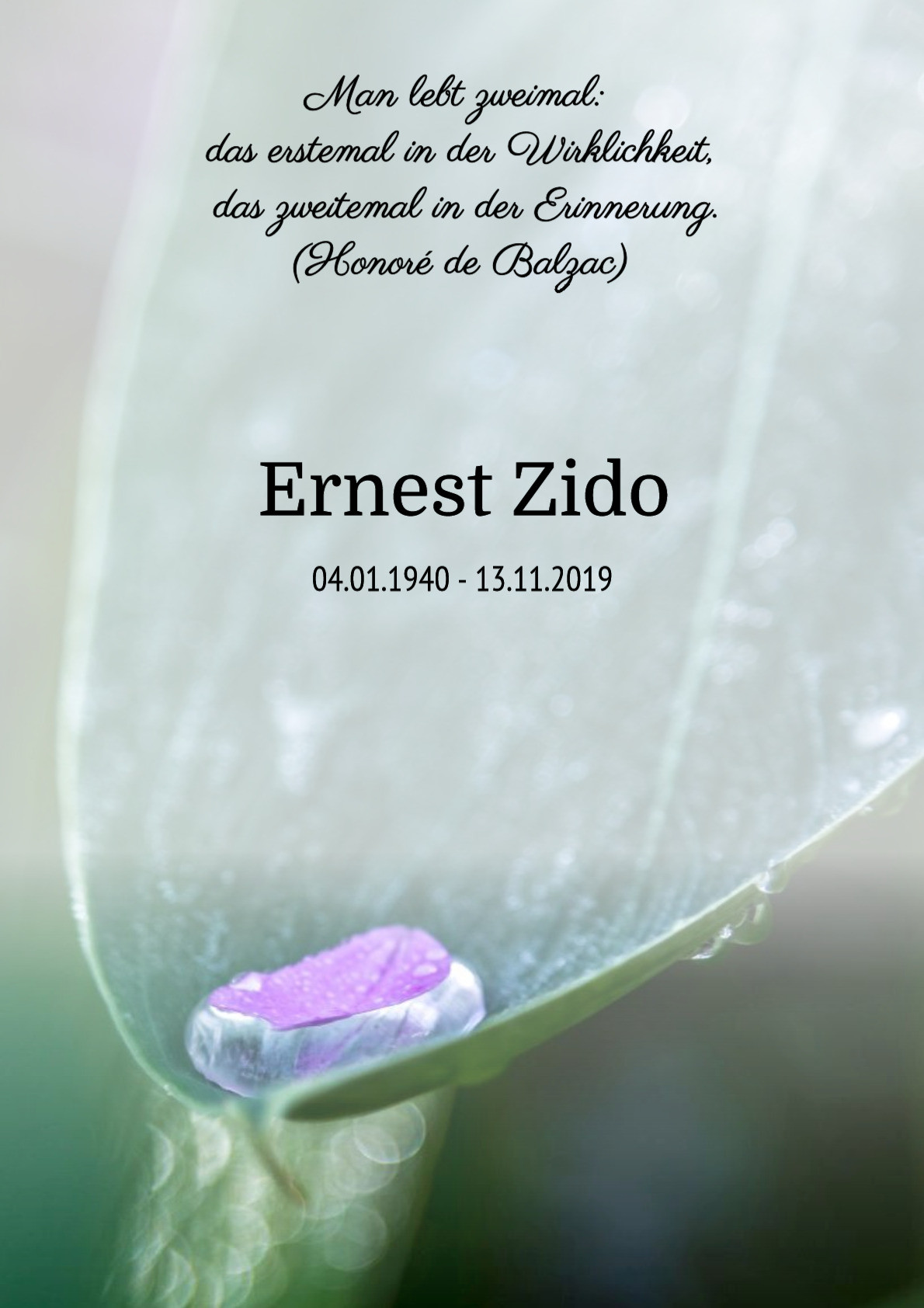 Traueranzeige von Ernest Zido