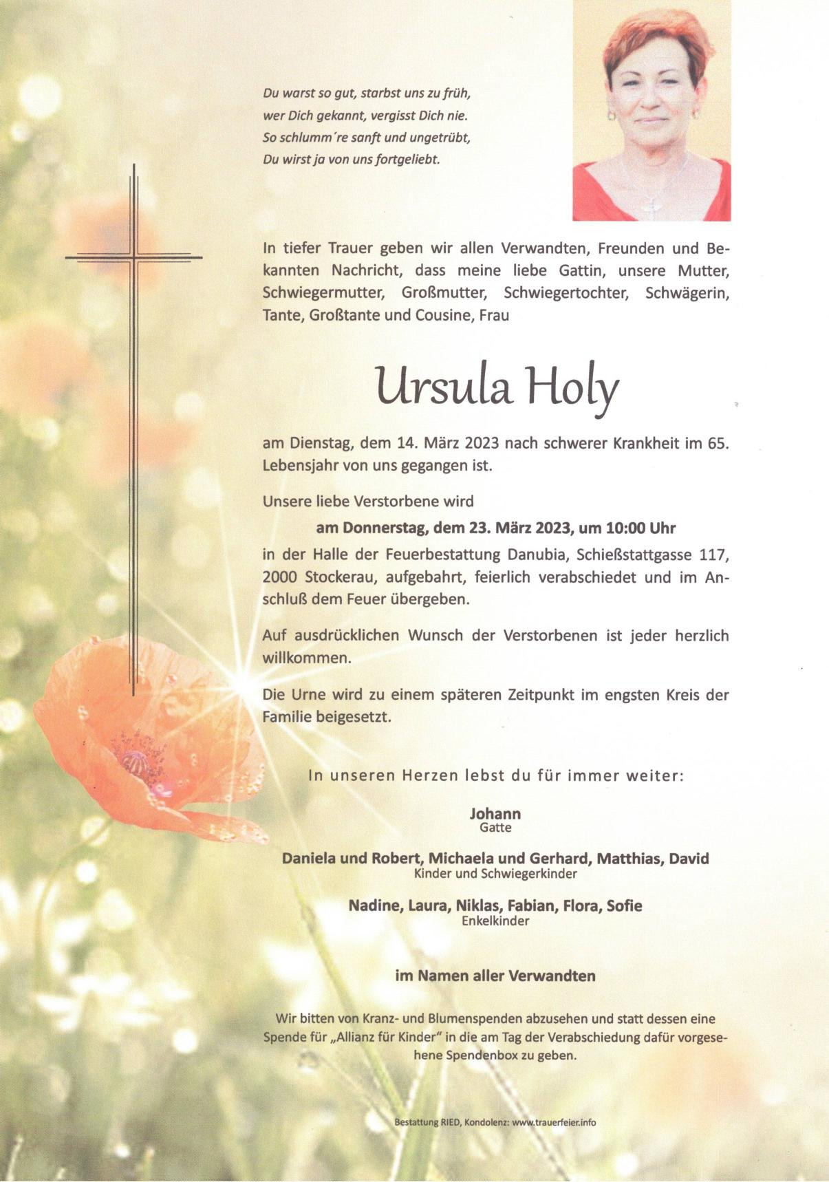 Traueranzeige von Ursula Holy