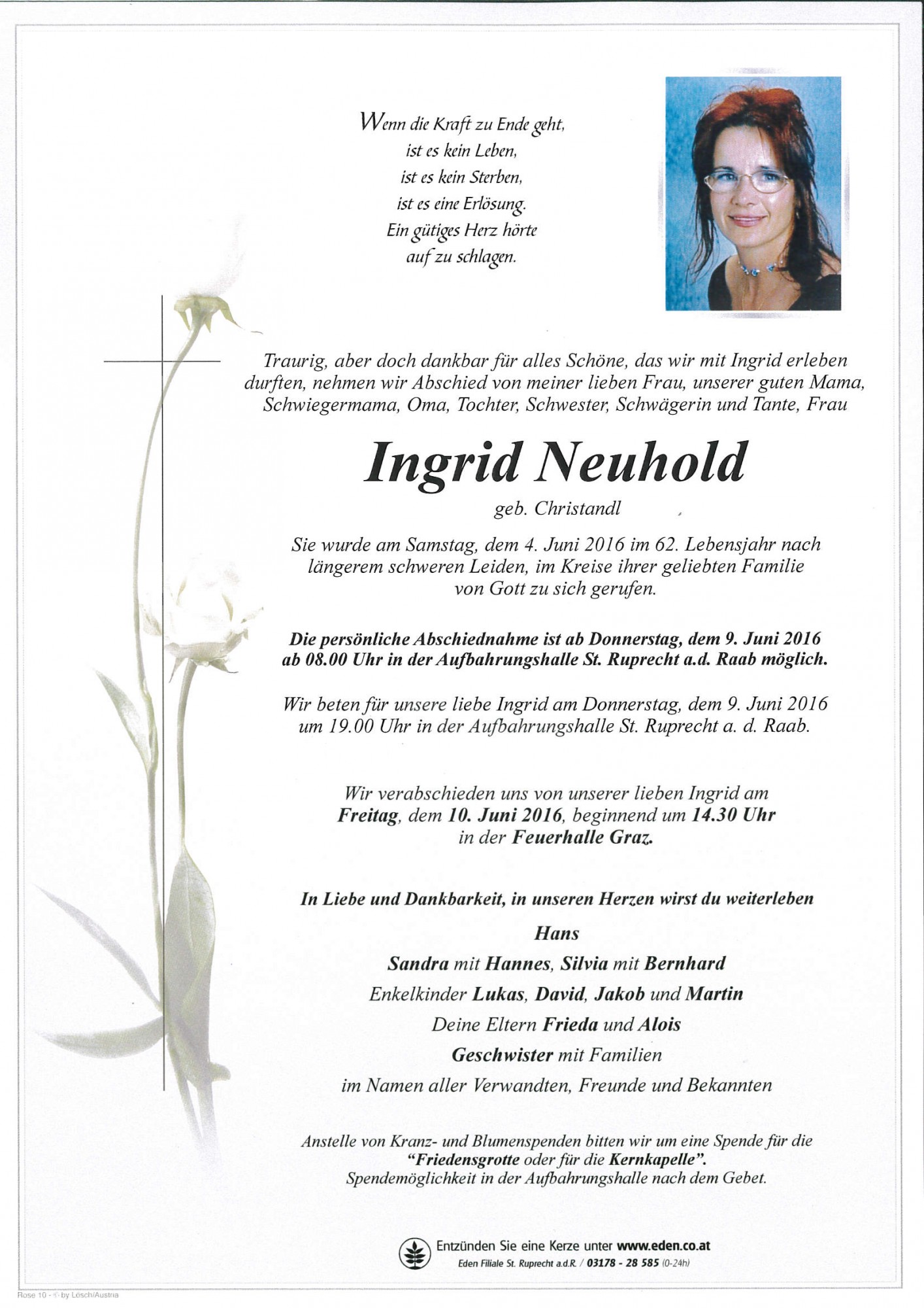 Traueranzeige von Ingrid Neuhold