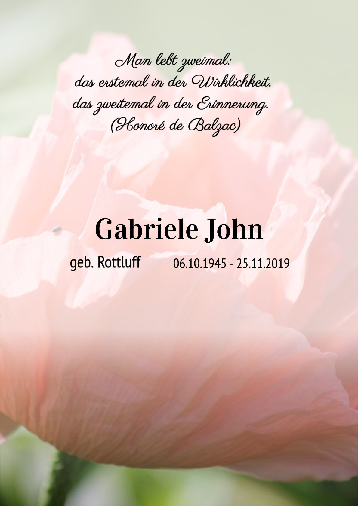 Traueranzeige von Gabriele John