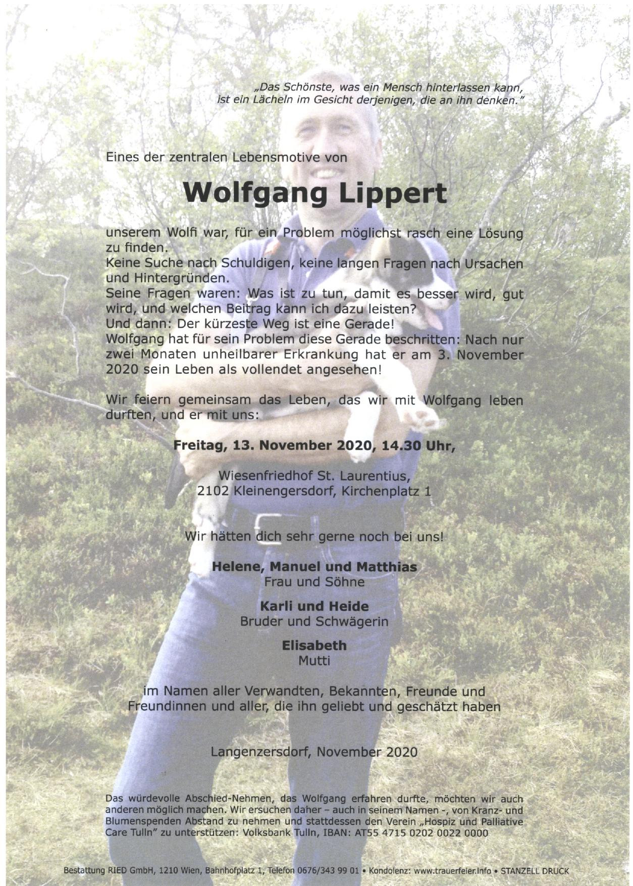 Traueranzeige von Wolfgang Lippert