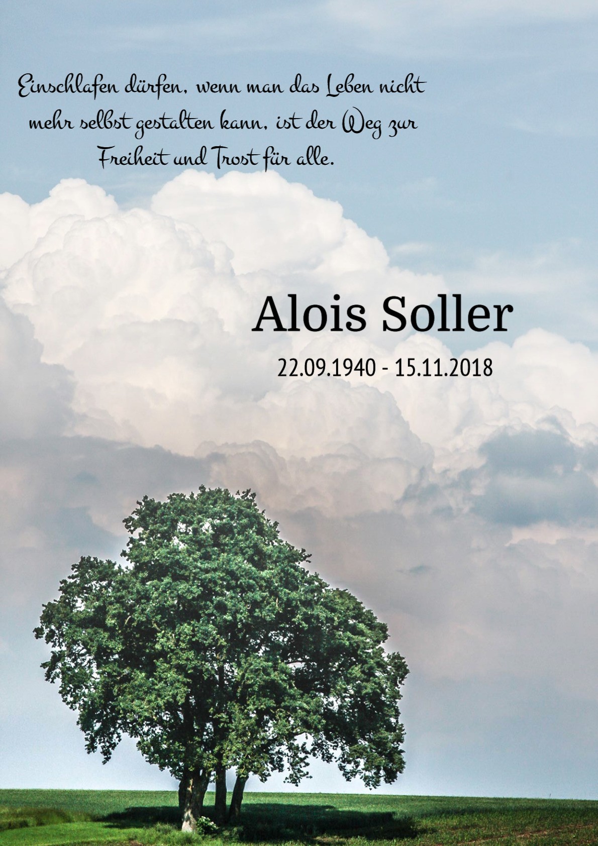 Traueranzeige von Alois Soller