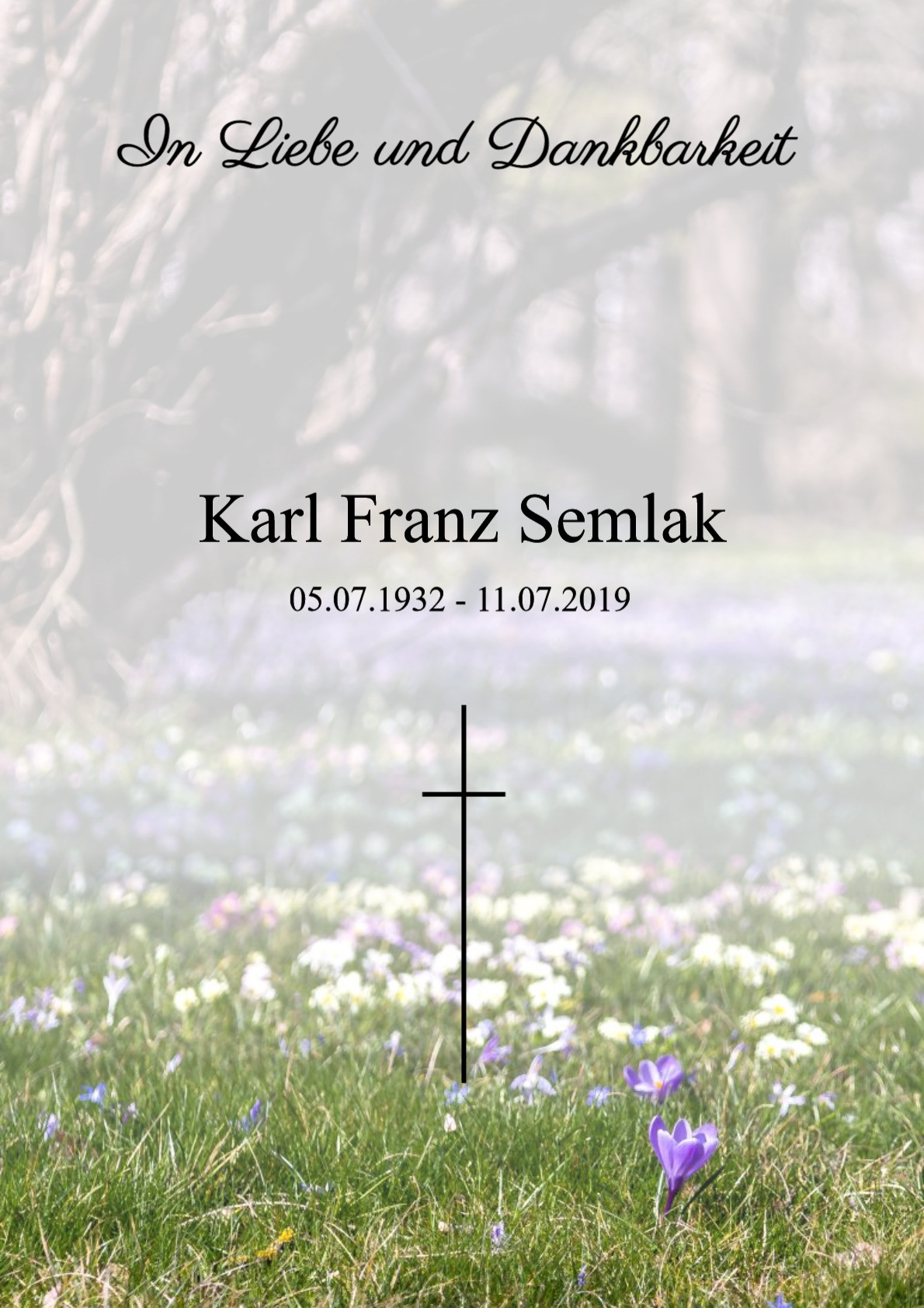 Traueranzeige von Karl Franz Semlak
