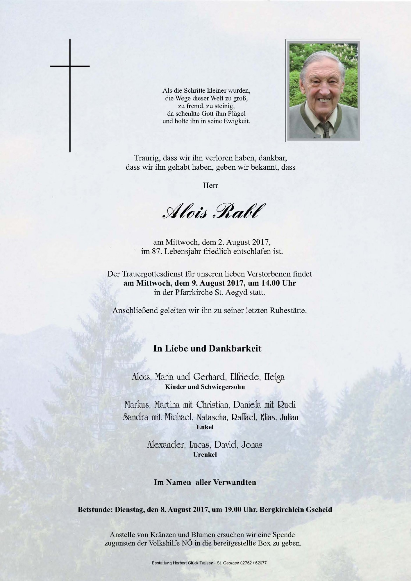 Traueranzeige von Alois Rabl