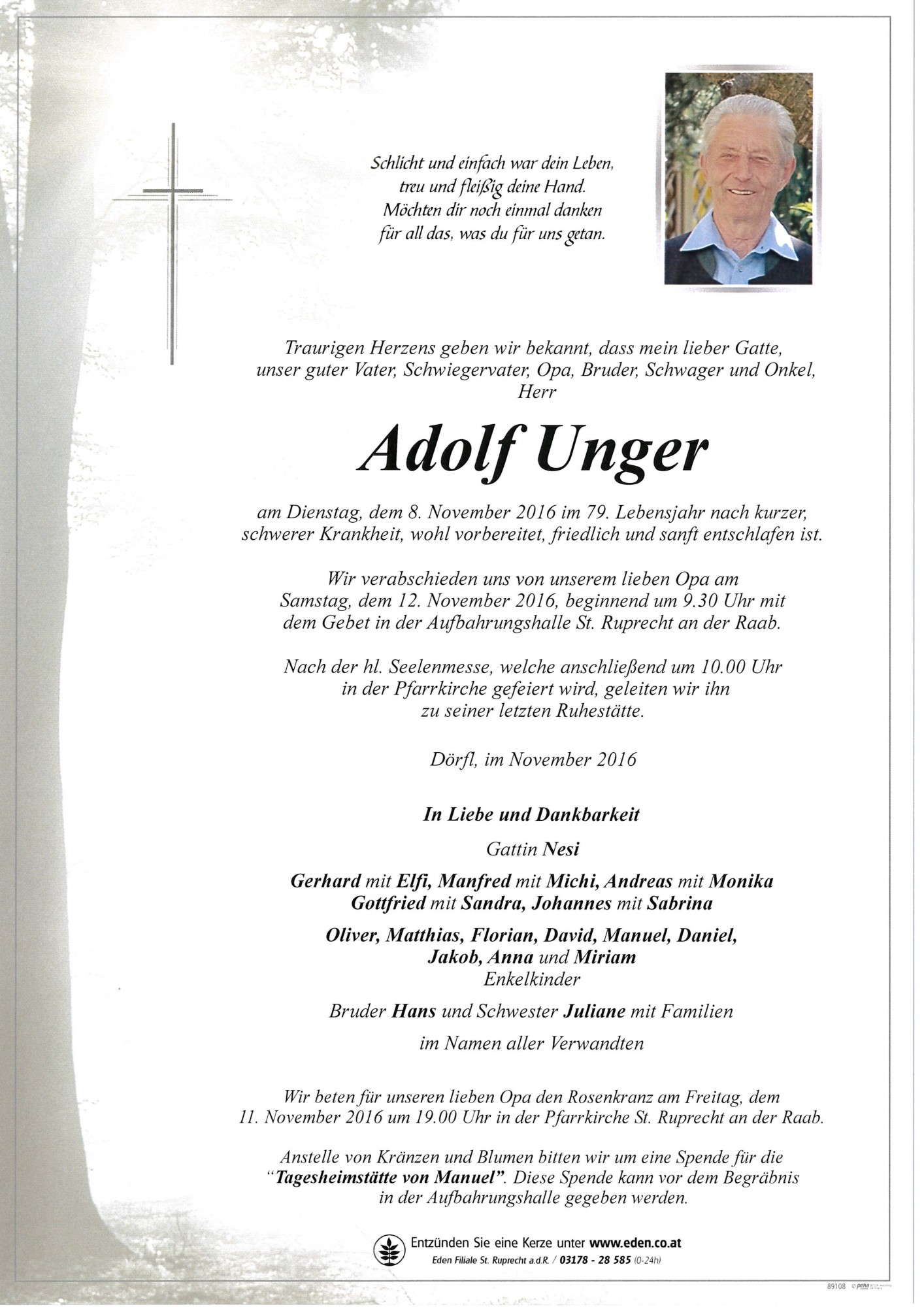 Traueranzeige von Adolf Unger