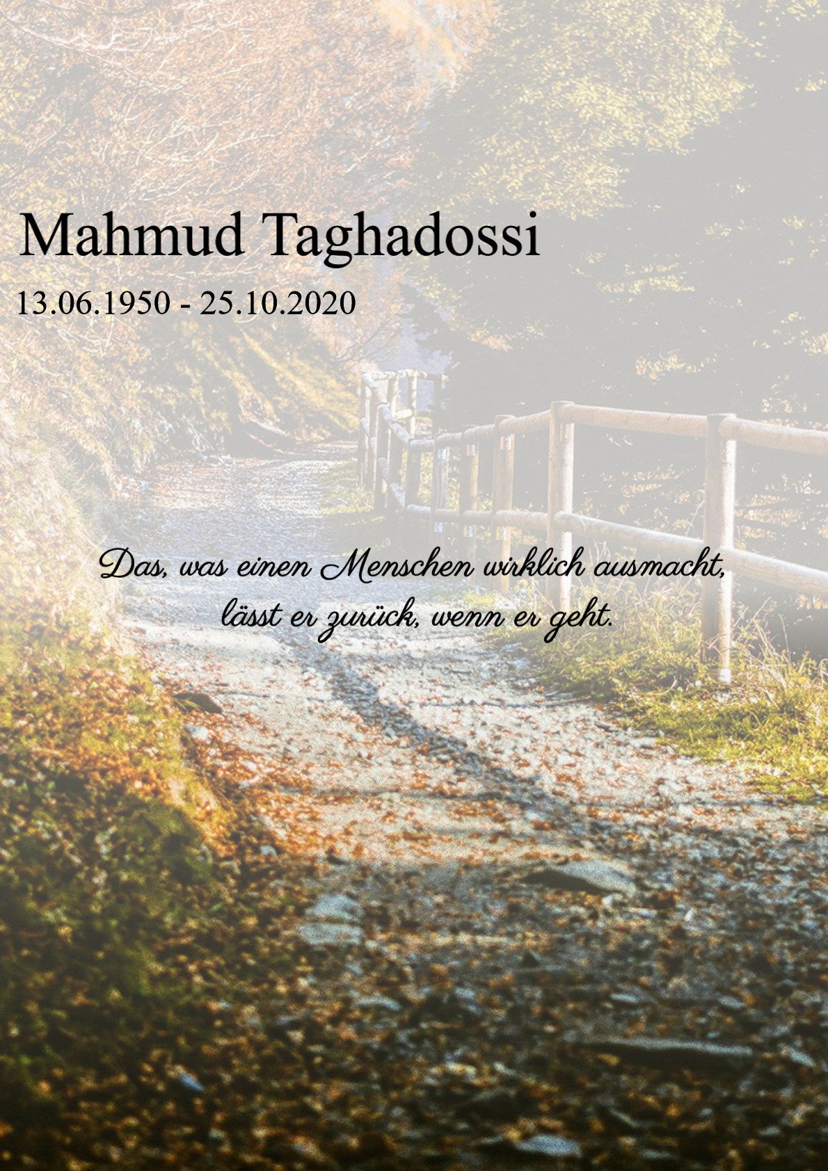 Traueranzeige von Mahmud Taghadossi