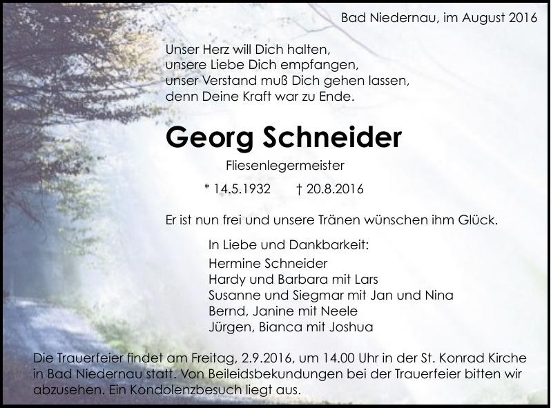 Traueranzeige von Georg Schneider
