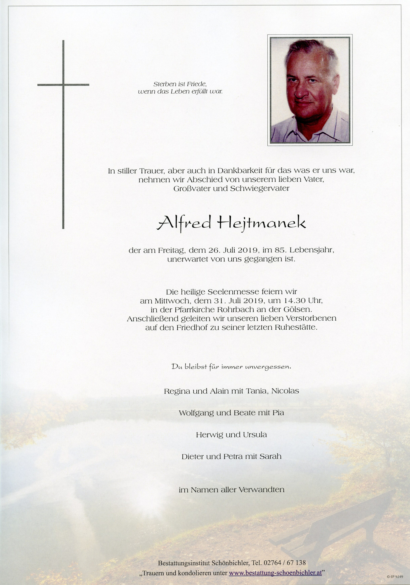 Traueranzeige von Alfred Hejtmanek