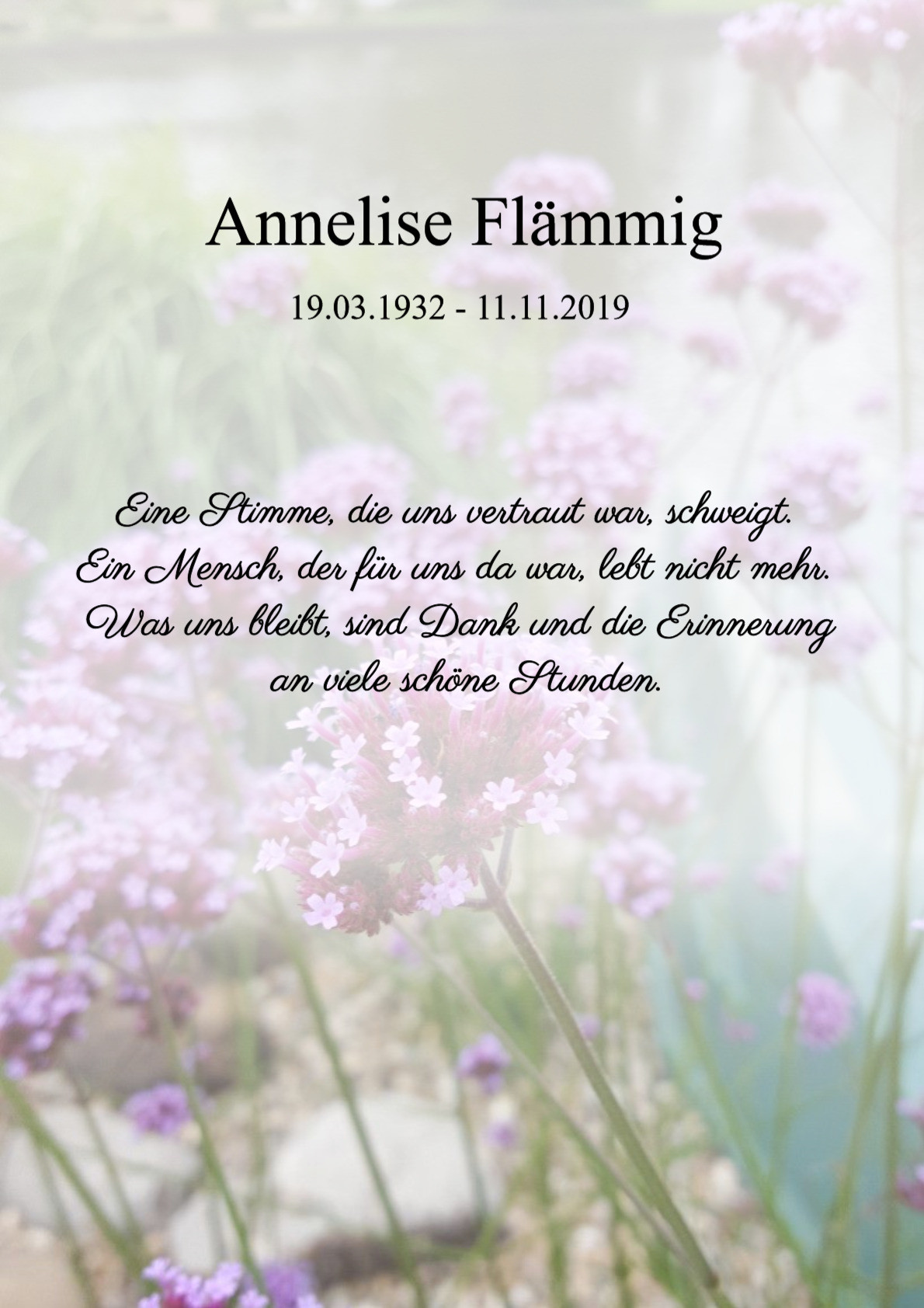 Traueranzeige von Annelise Flämmig