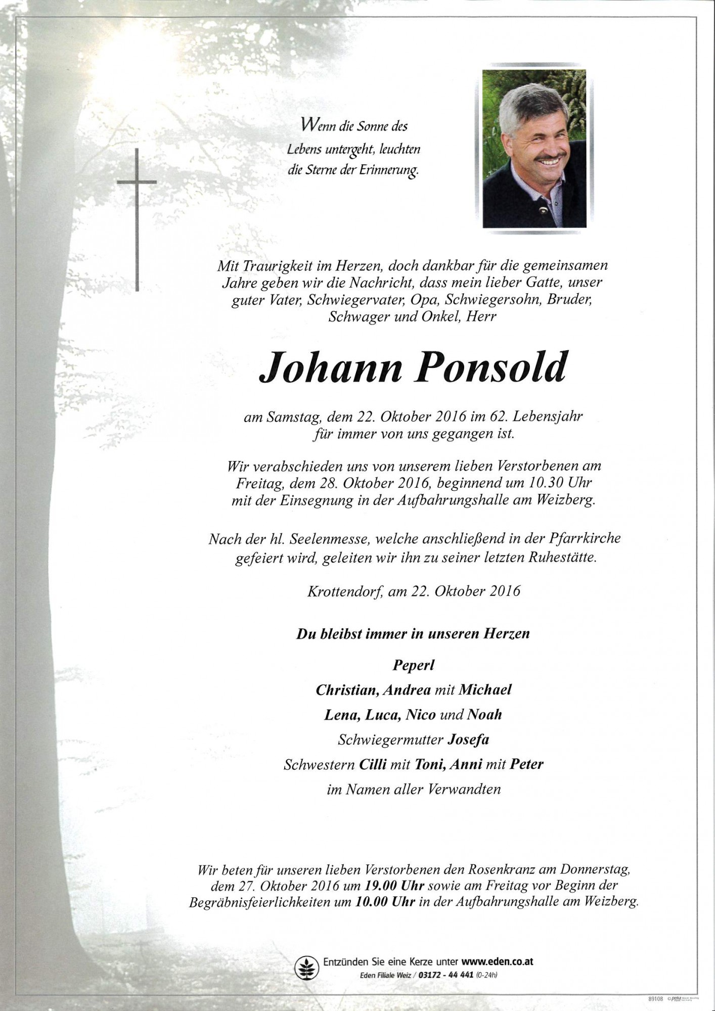 Traueranzeige von Johann Ponsold