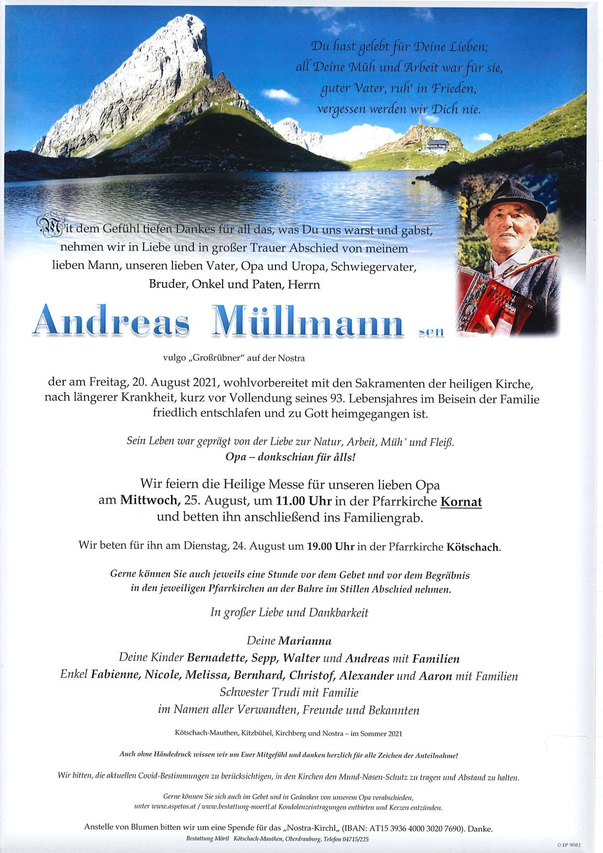 Traueranzeige von Andreas Müllmann sen.
