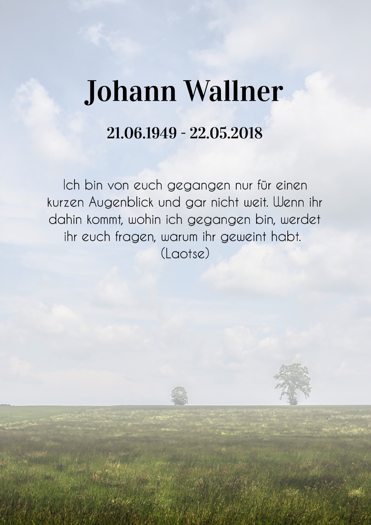 Traueranzeige von Johann Wallner