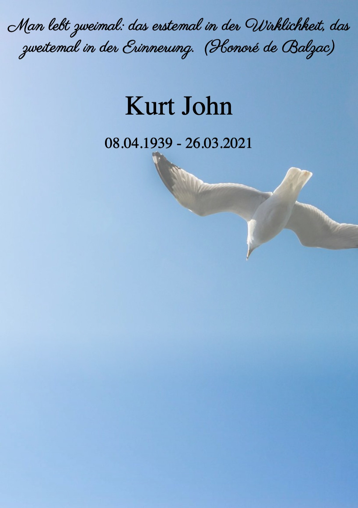 Traueranzeige von Kurt John