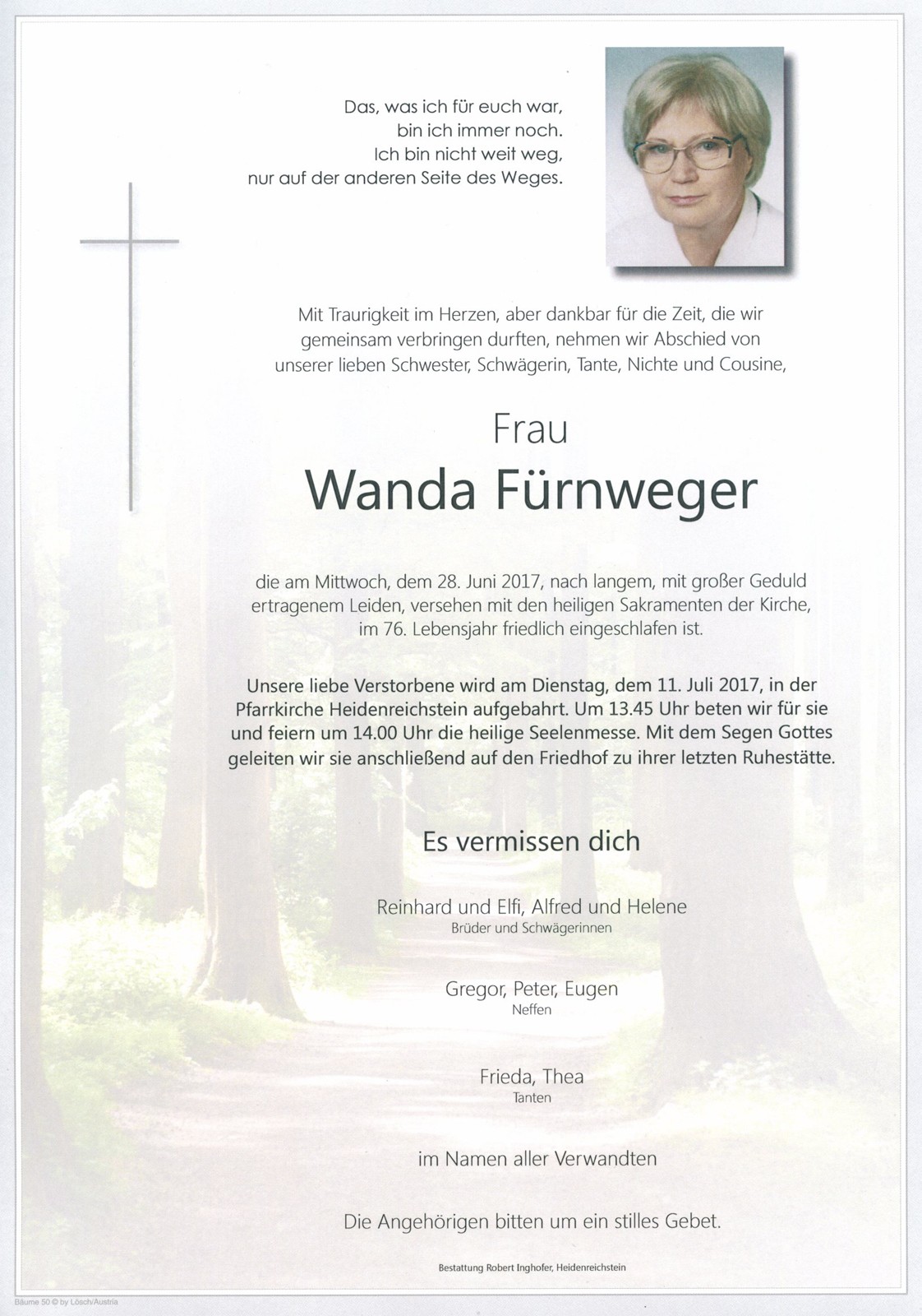 Traueranzeige von Wanda Fürnweger