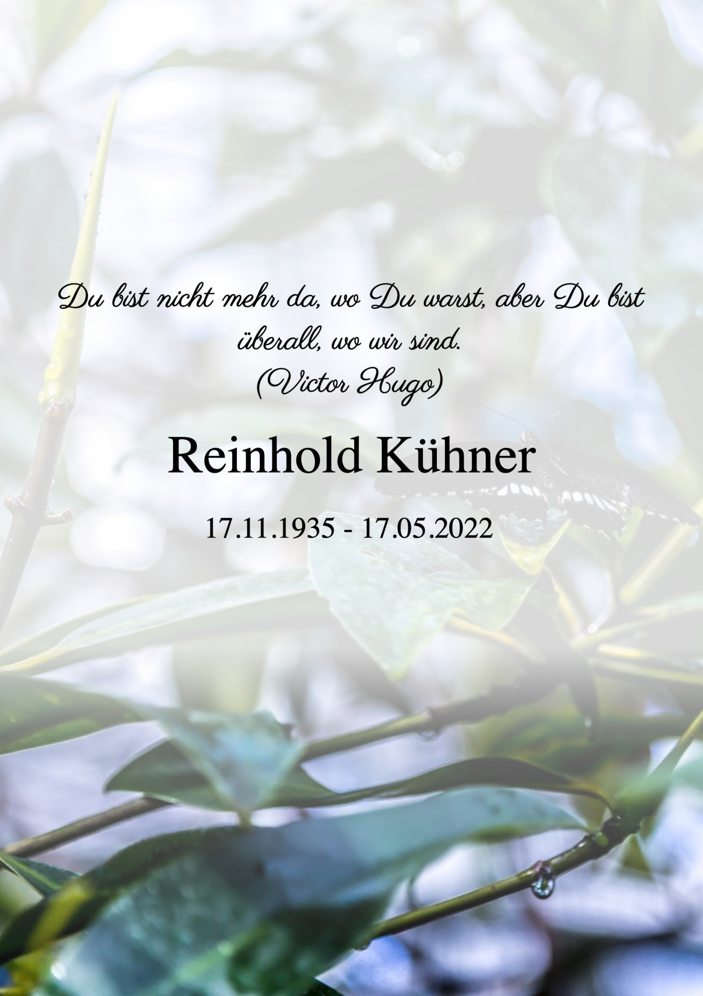 Traueranzeige von Reinhold Kühner