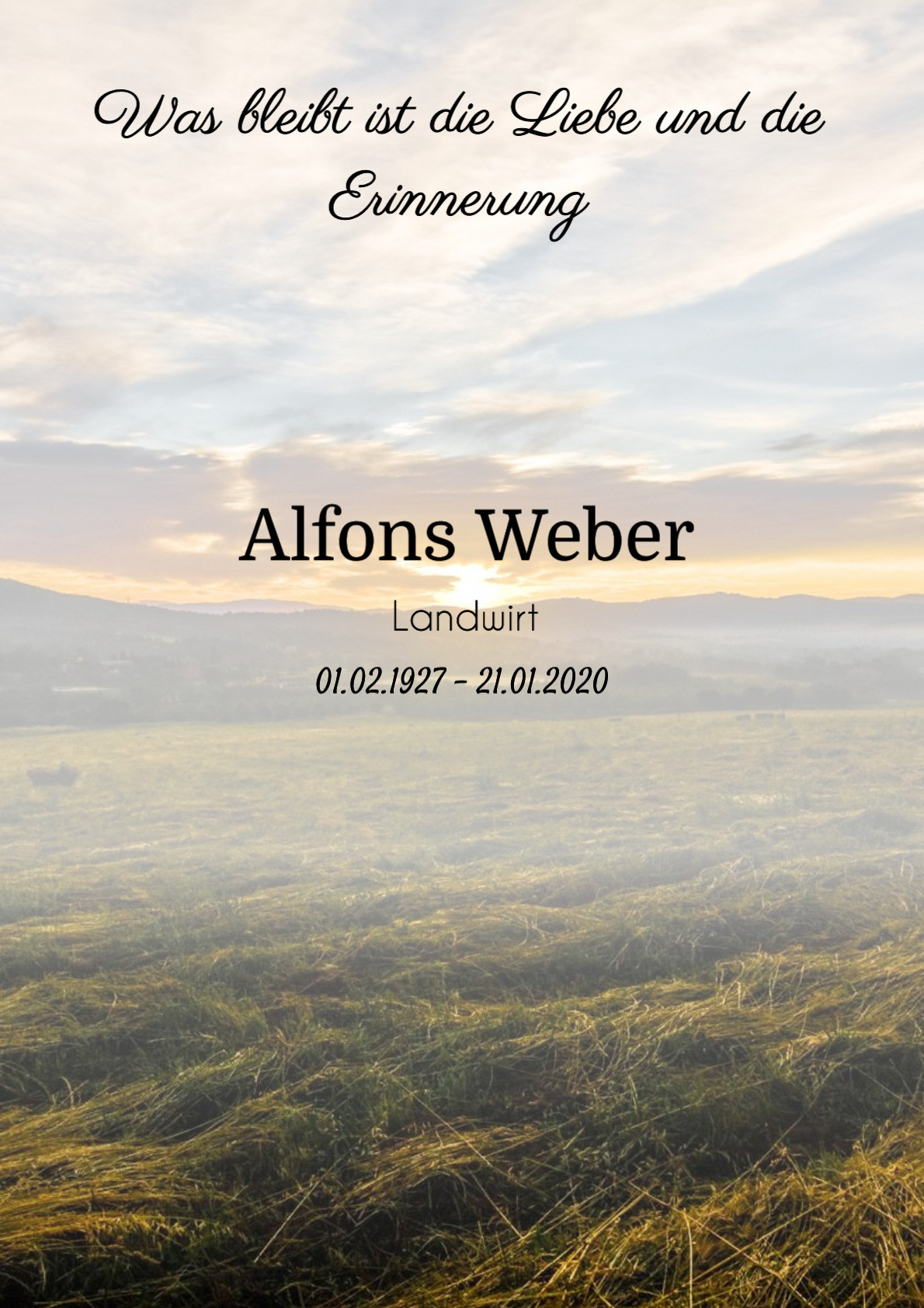 Traueranzeige von Alfons Weber