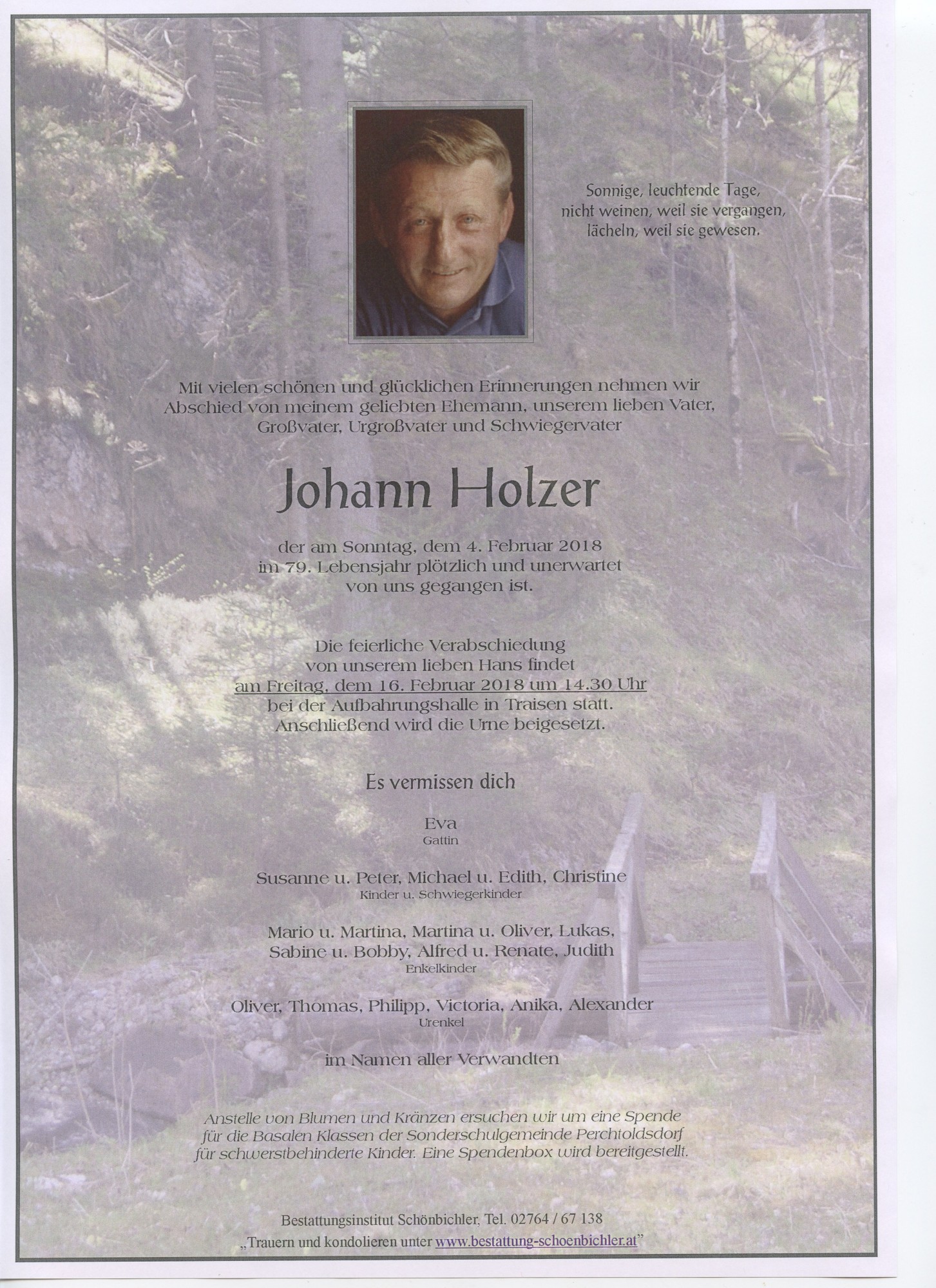 Traueranzeige von Johann Holzer