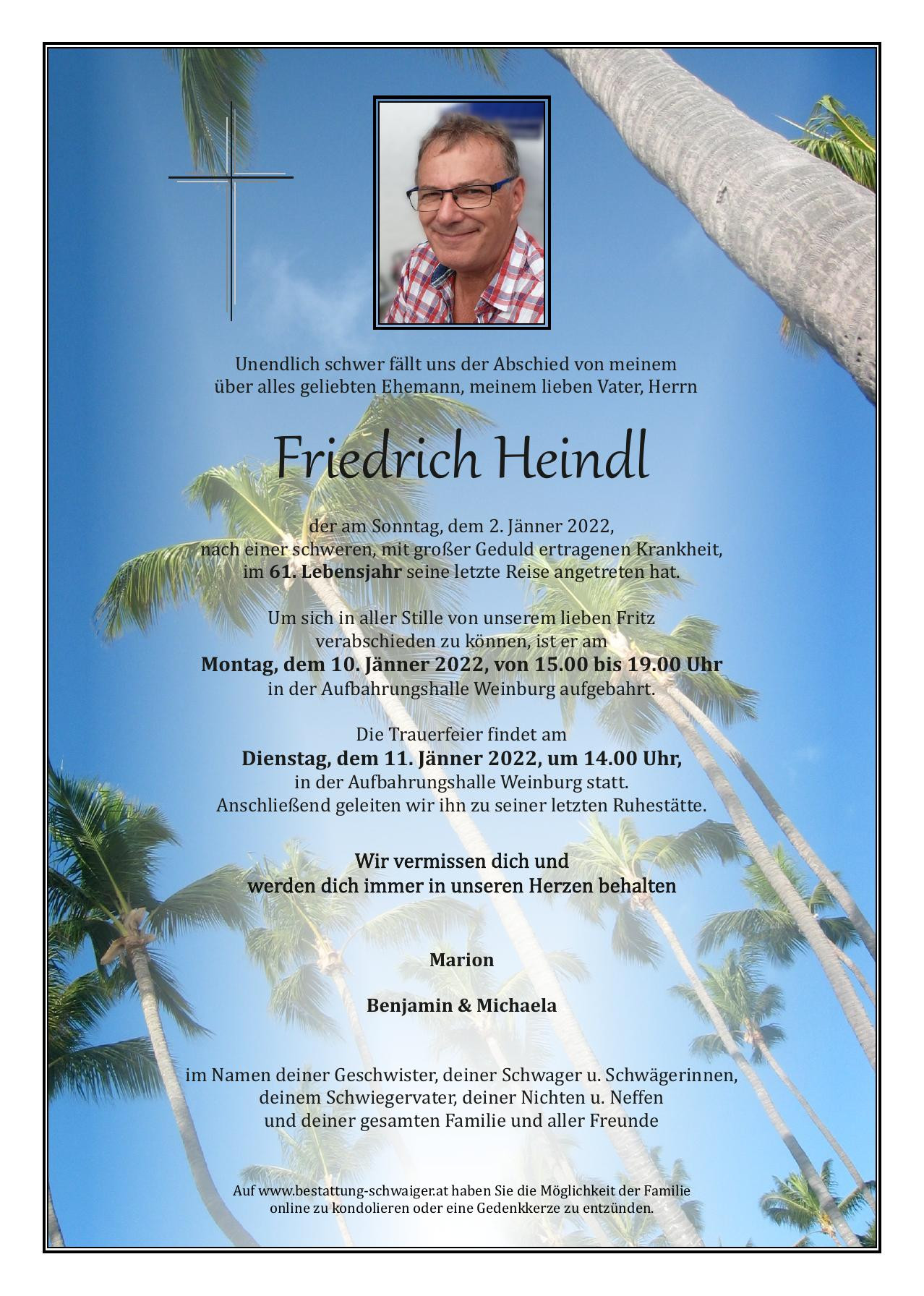 Traueranzeige von Friedrich Heindl