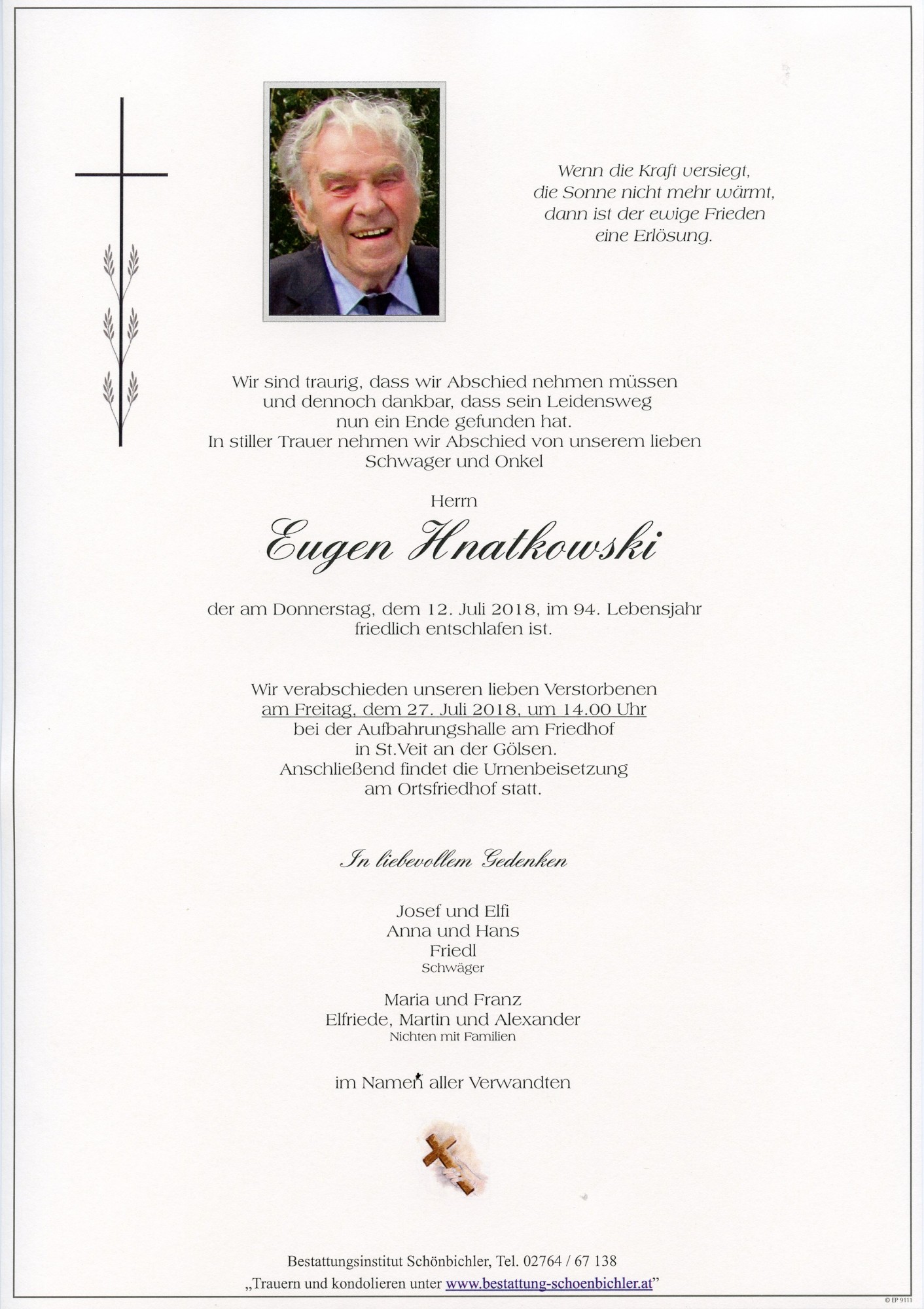 Traueranzeige von Eugen Hnatkowski