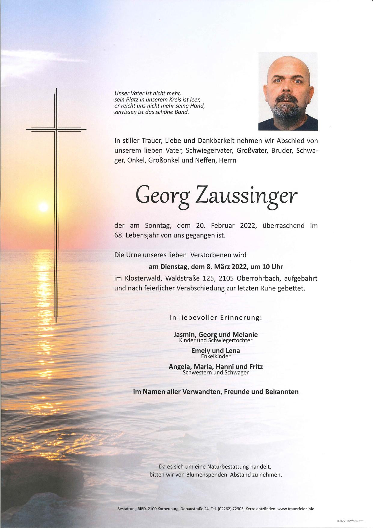 Traueranzeige von Georg Zaussinger