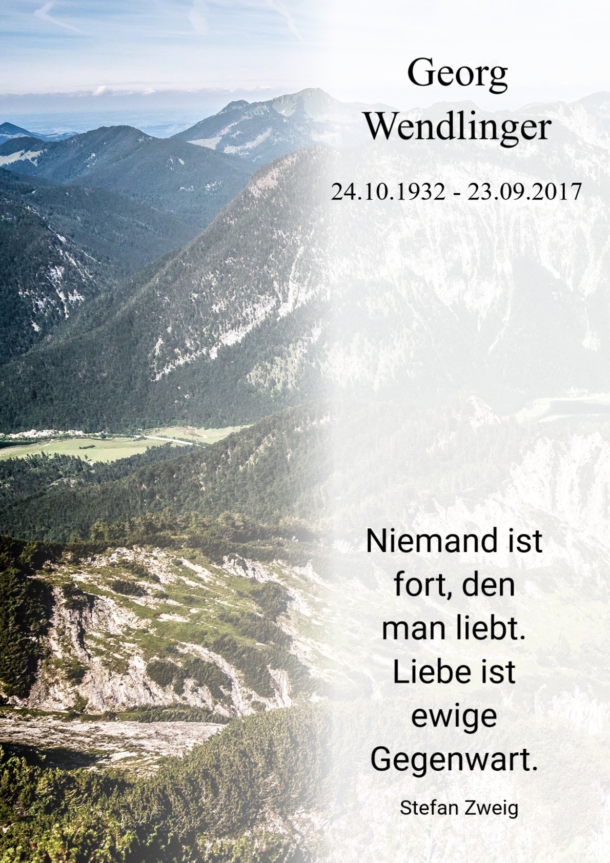 Traueranzeige von Georg Wendlinger
