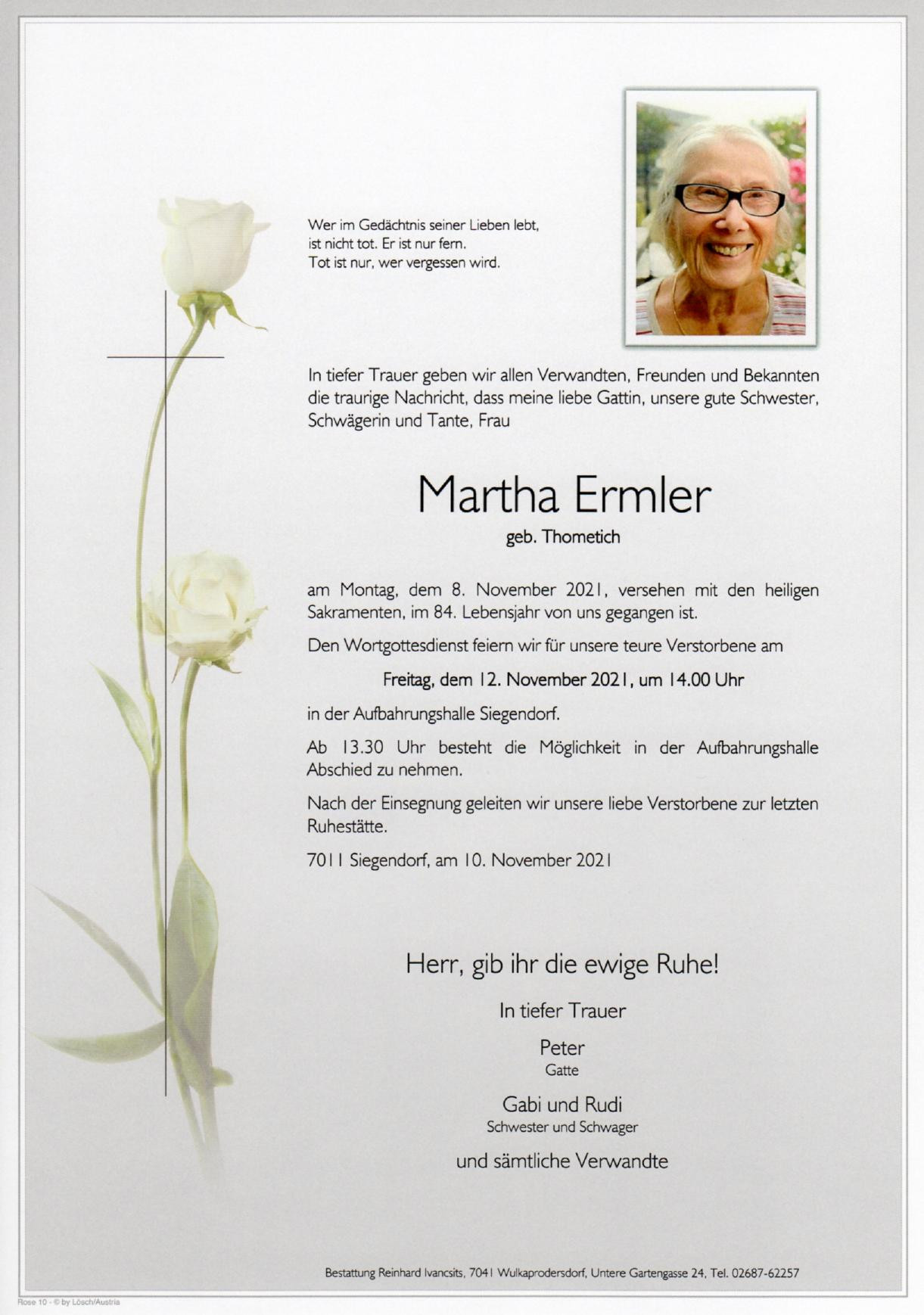 Traueranzeige von Martha Ermler