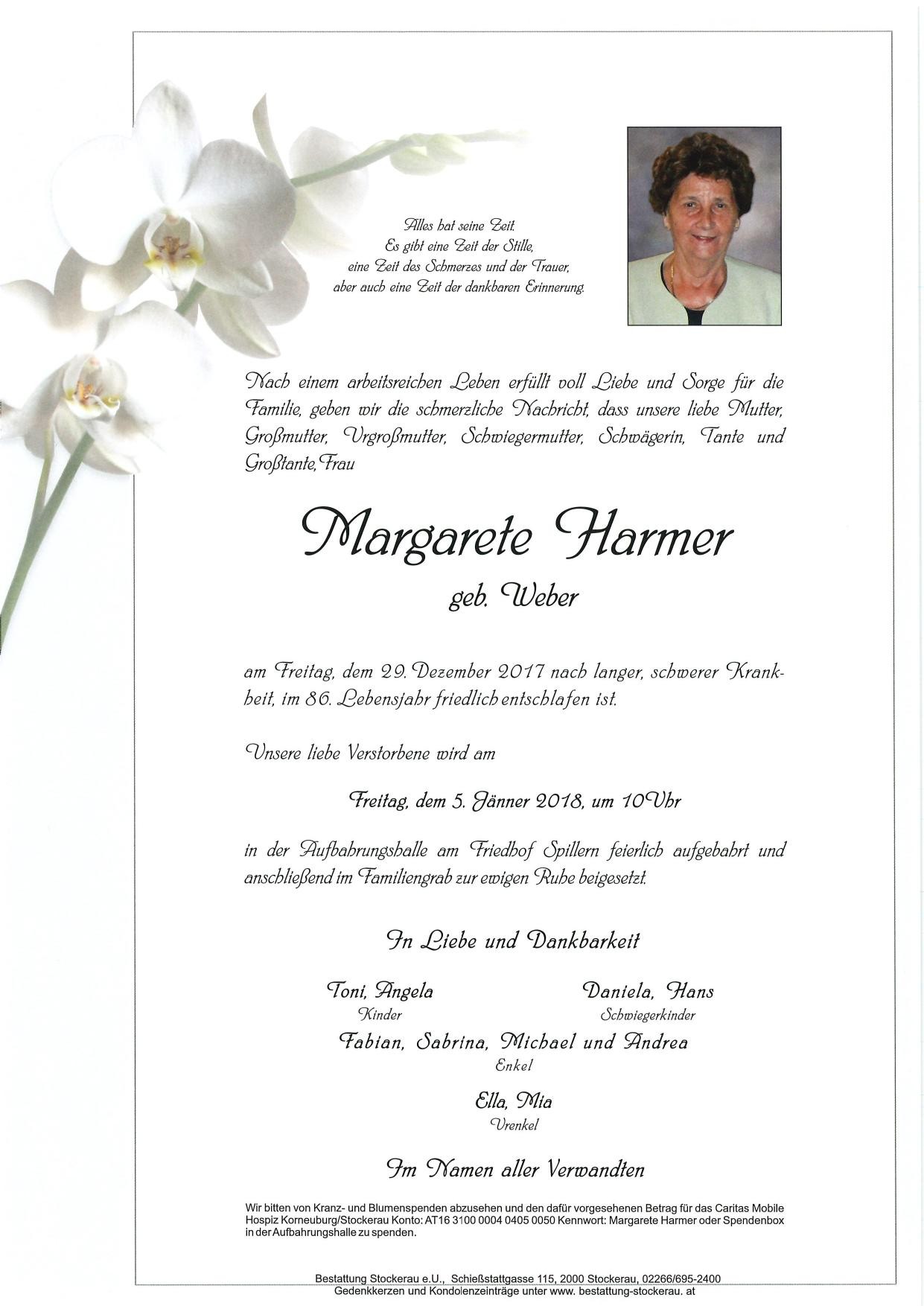Traueranzeige von Margarete Harmer
