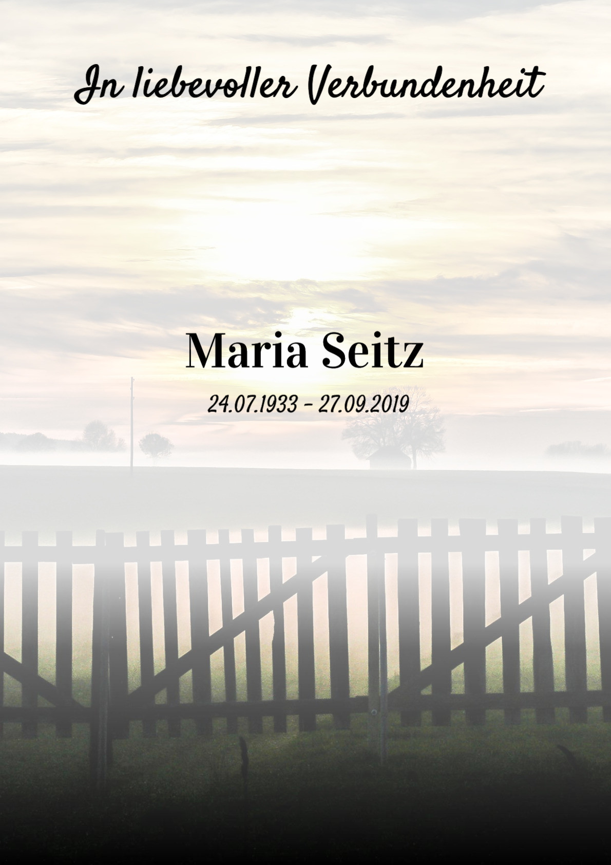 Traueranzeige von Maria Seitz