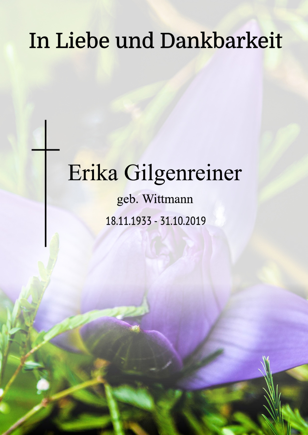 Traueranzeige von Erika Gilgenreiner