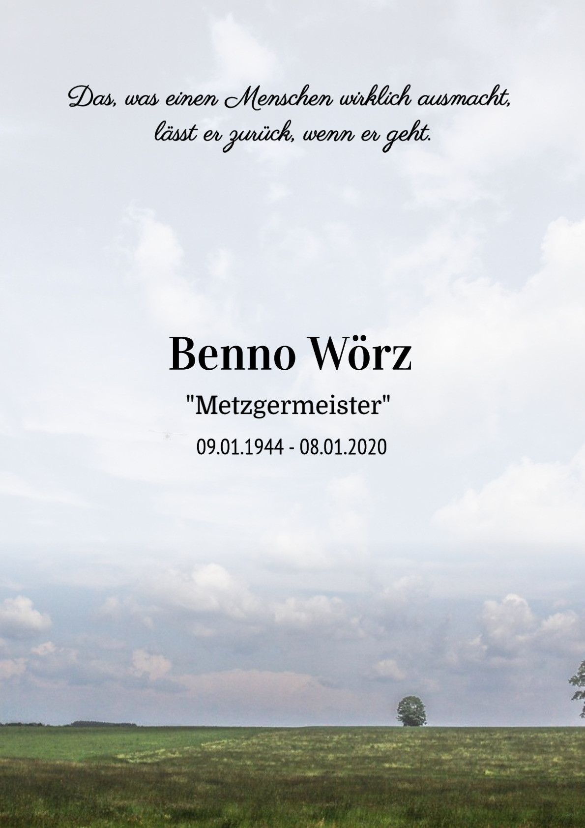 Traueranzeige von Benno Wörz