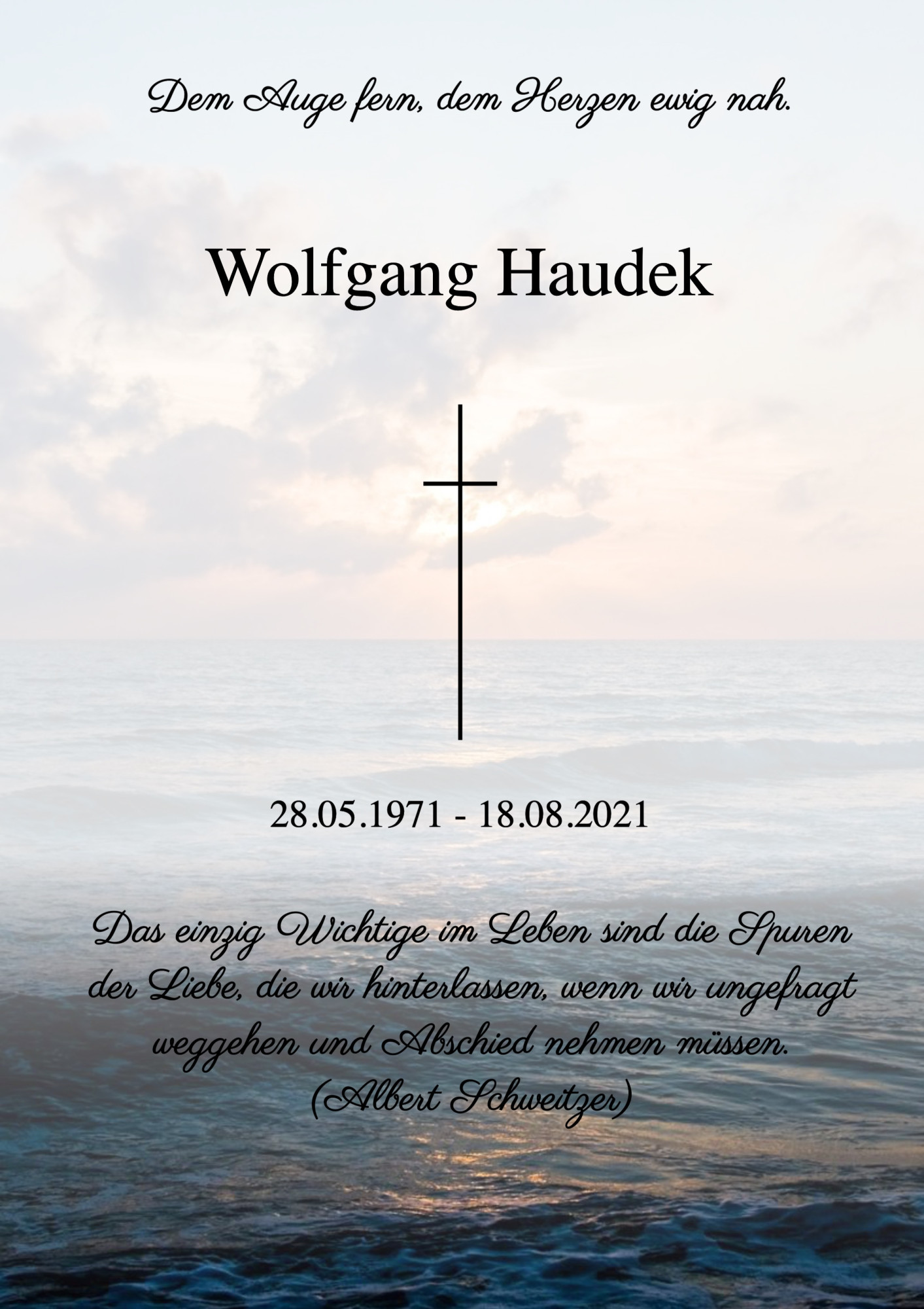 Traueranzeige von Wolfgang Haudek