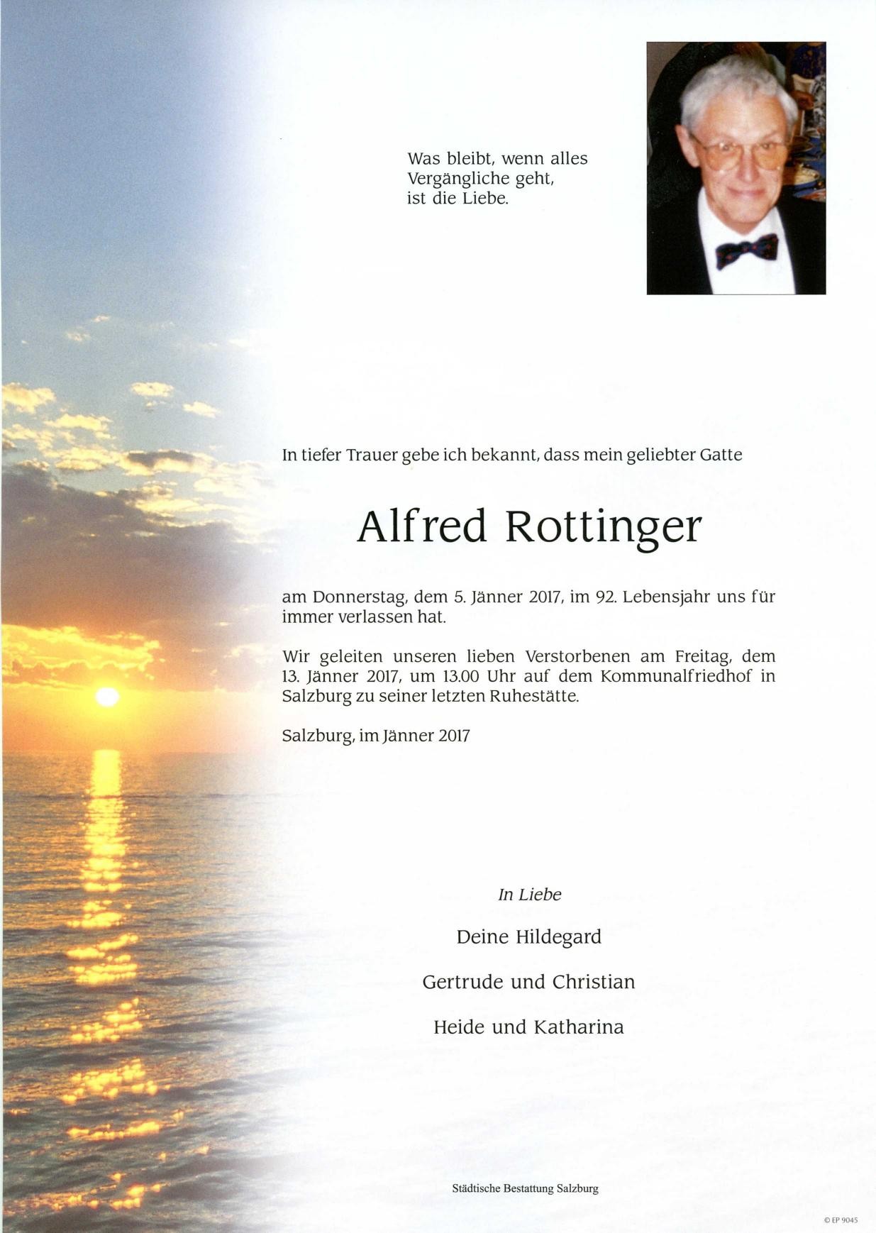 Traueranzeige von Alfred Rottinger