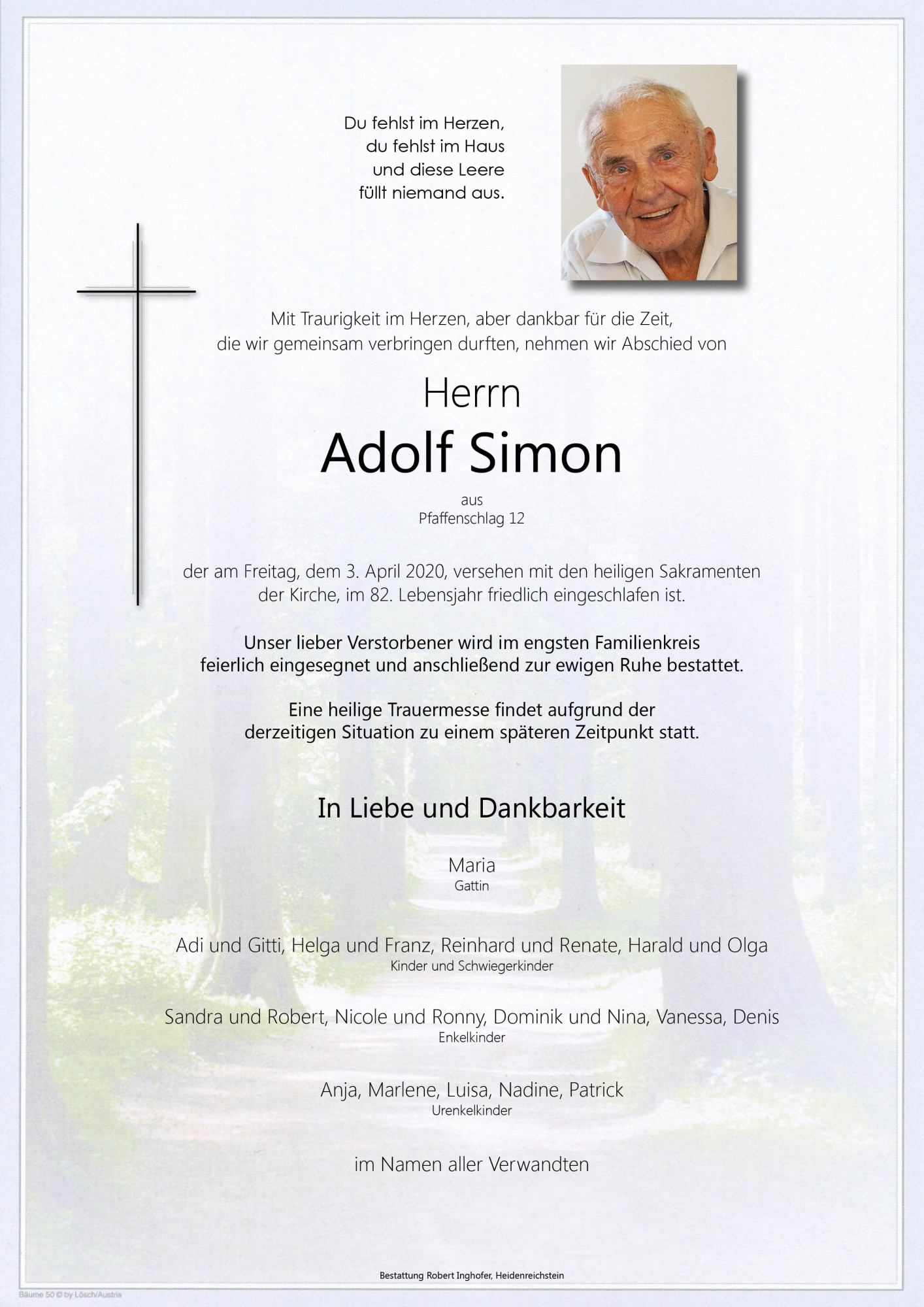 Traueranzeige von Adolf Simon