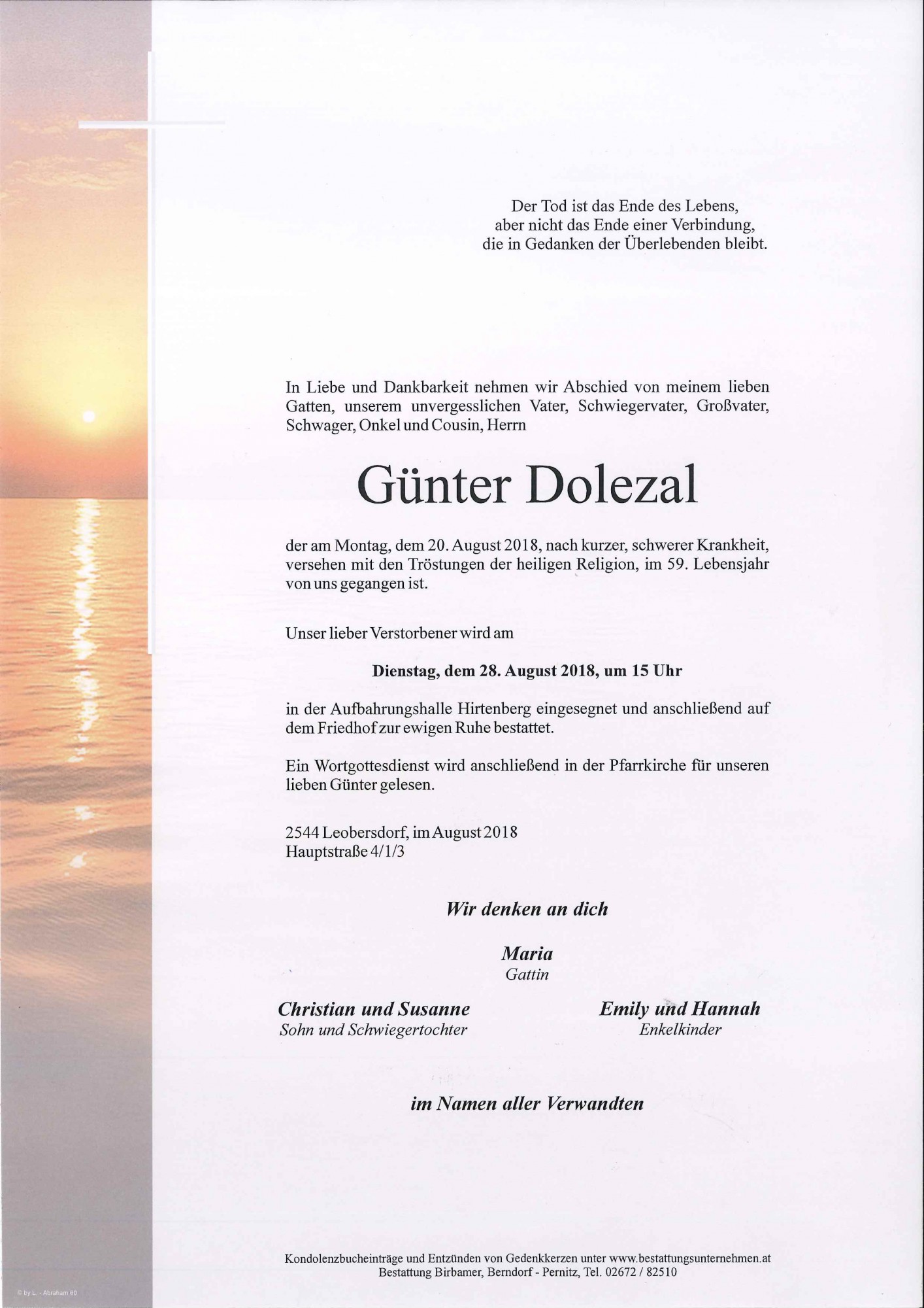 Traueranzeige von Günter Dolezal