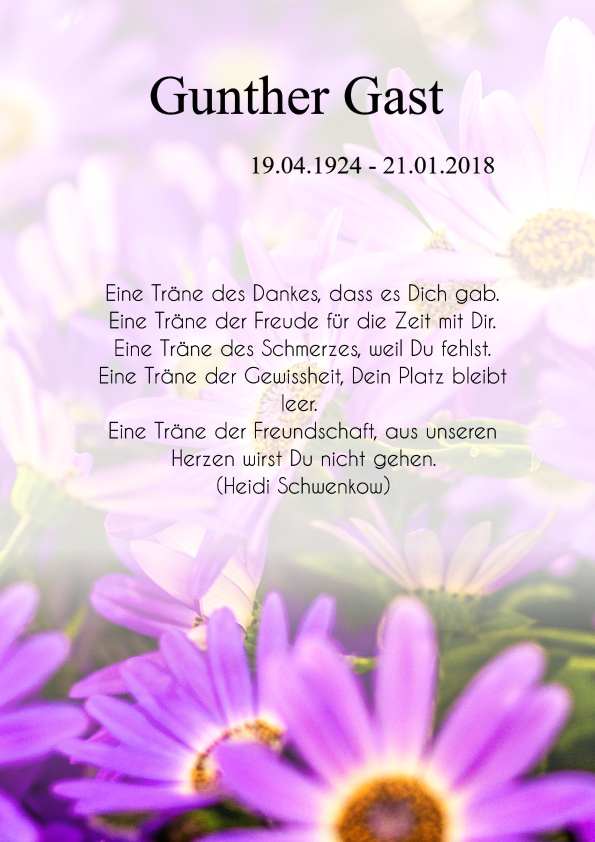 Traueranzeige von Gunther Gast