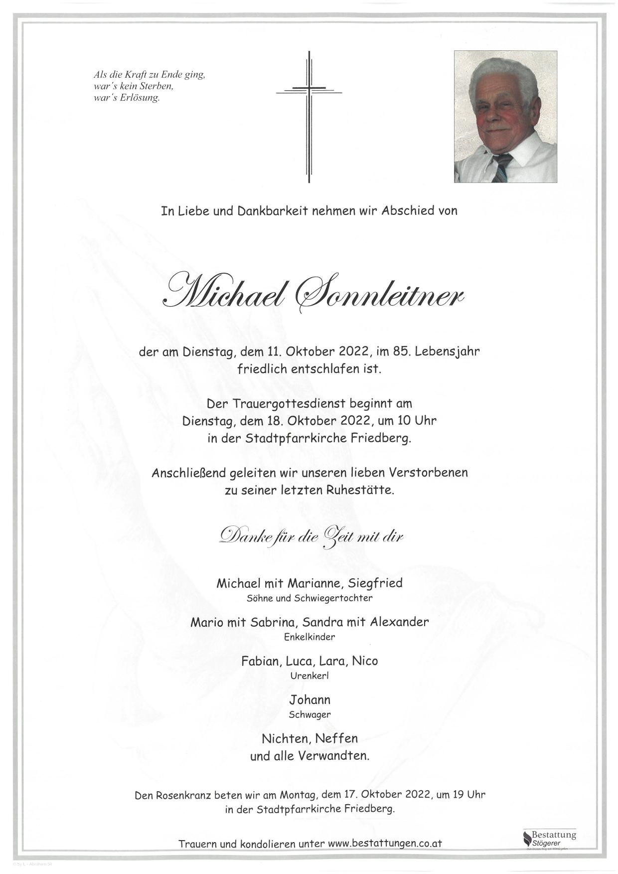 Traueranzeige von Michael Sonnleitner