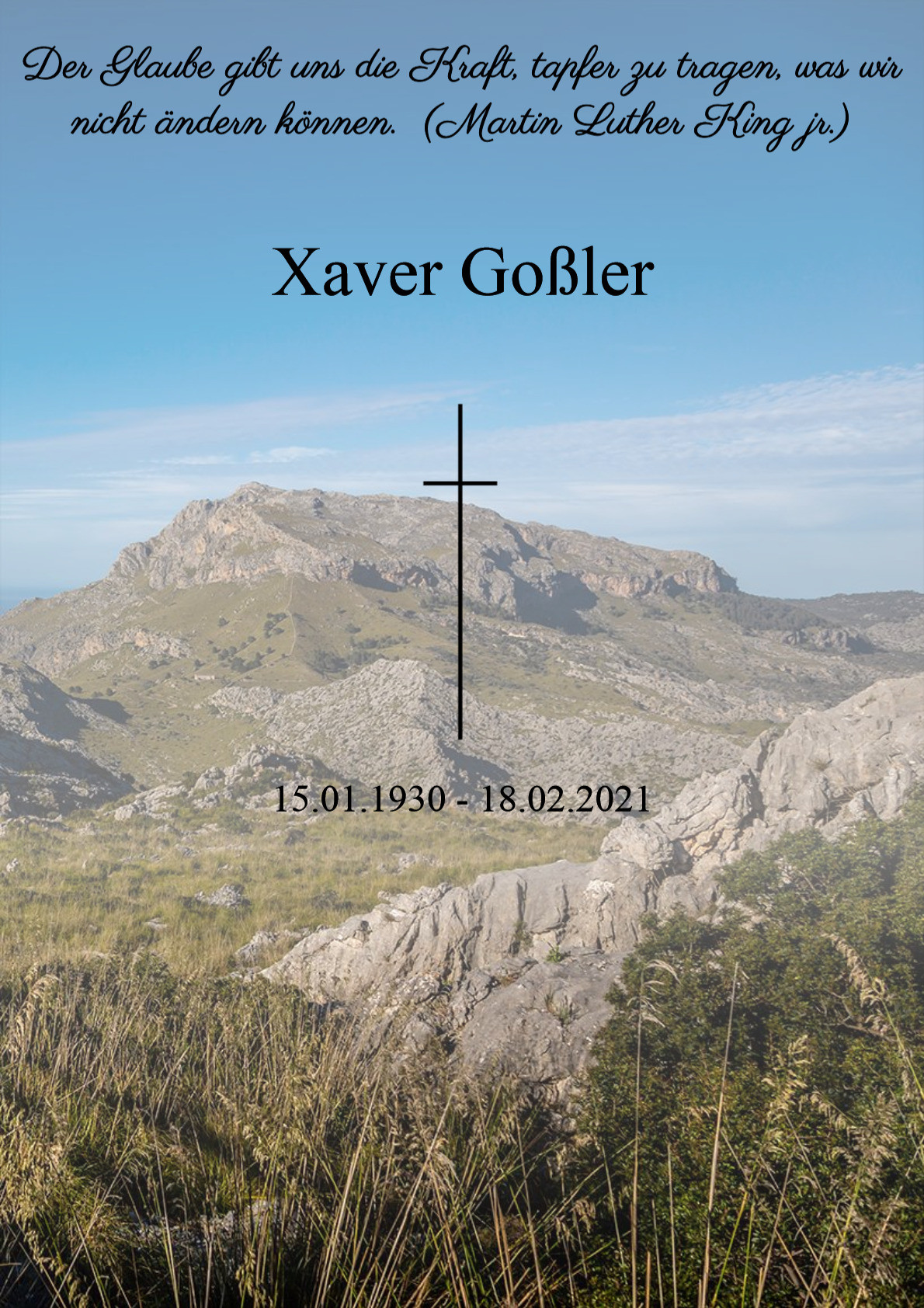 Traueranzeige von Xaver Goßler