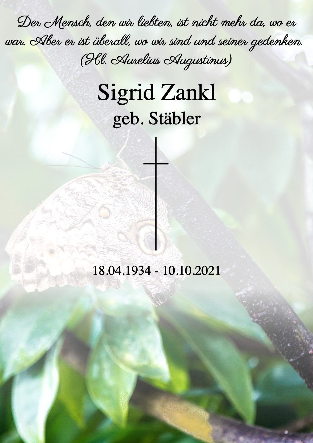 Traueranzeige von Sigrid Zankl