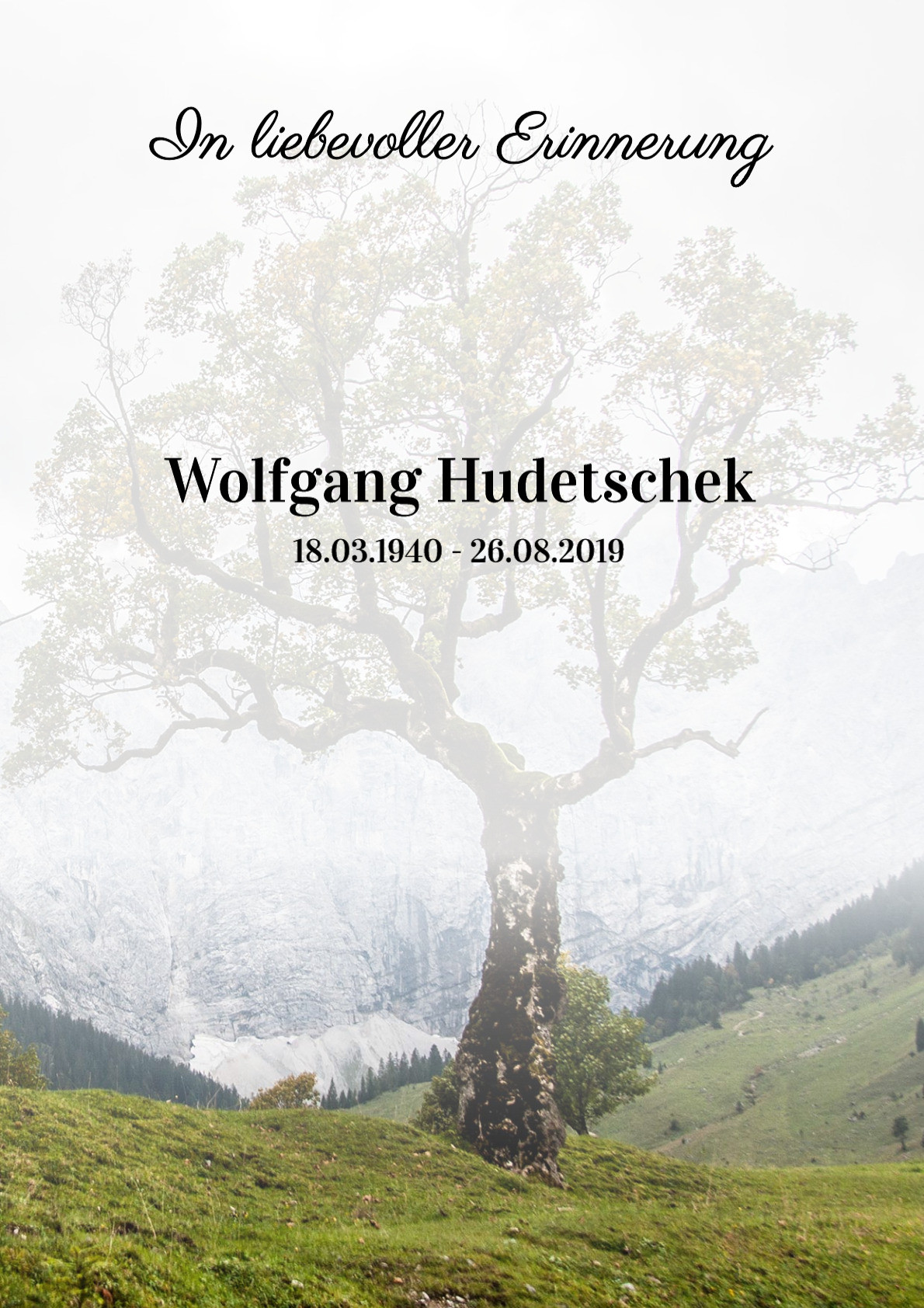 Traueranzeige von Wolfgang Hudetschek