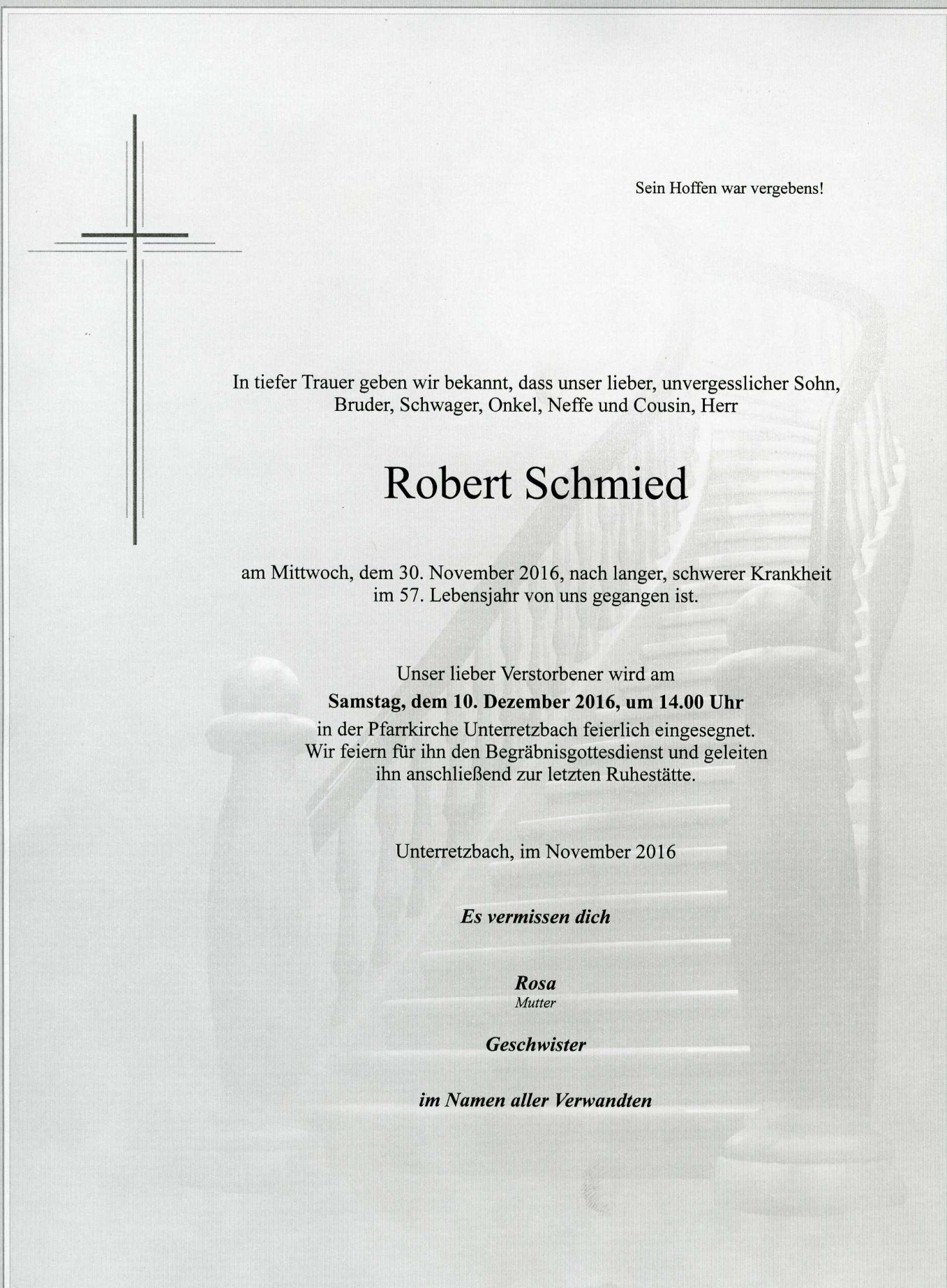 Traueranzeige von Robert Schmied