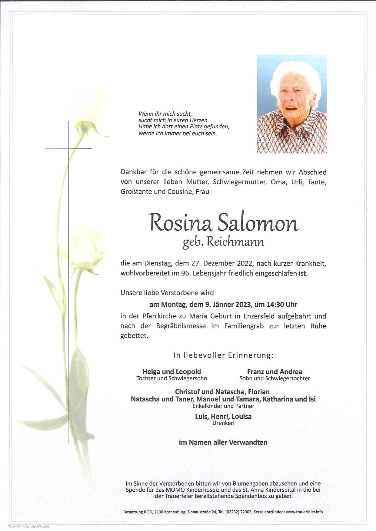 Traueranzeige von Rosina Salomon