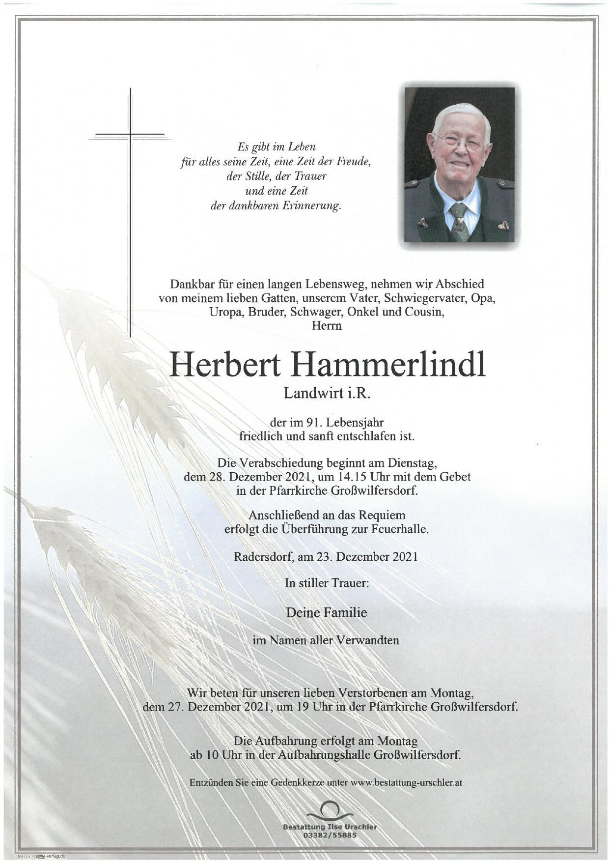 Traueranzeige von Herbert Hammerlindl