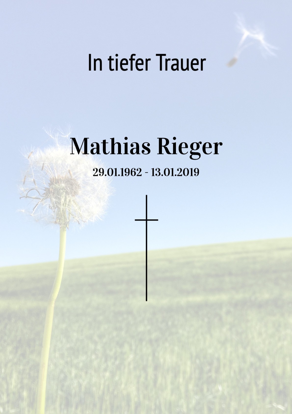 Traueranzeige von Mathias Rieger