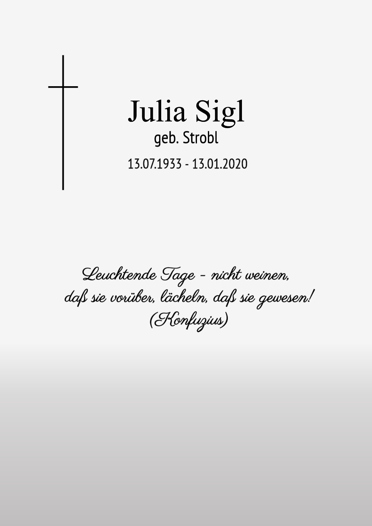 Traueranzeige von Julia Sigl
