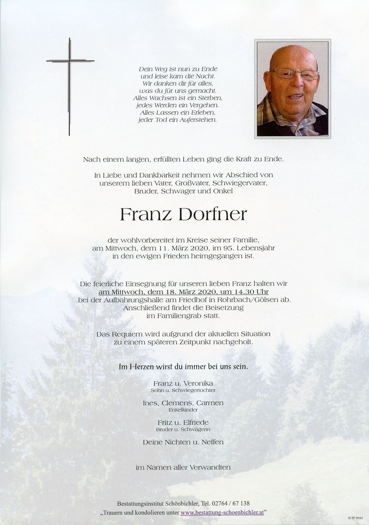 Traueranzeige von Franz Dorfner