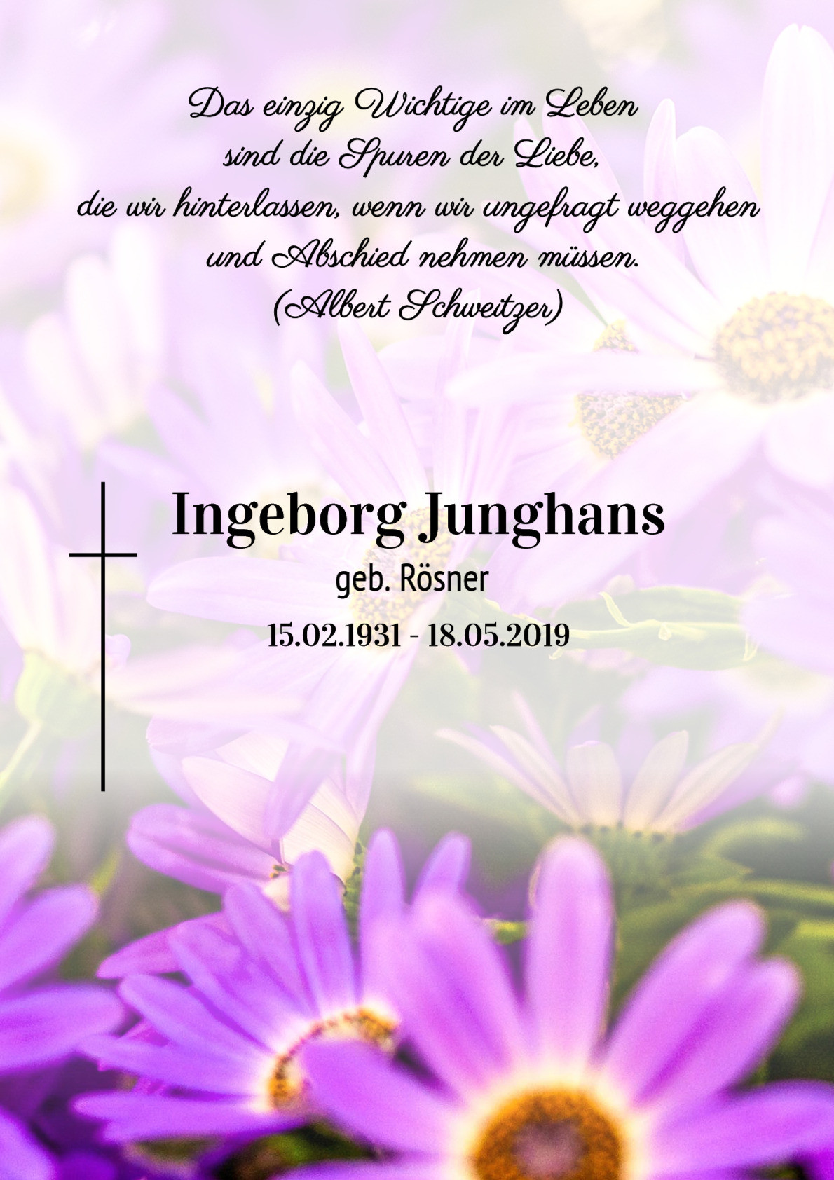 Traueranzeige von Ingeborg Junghans