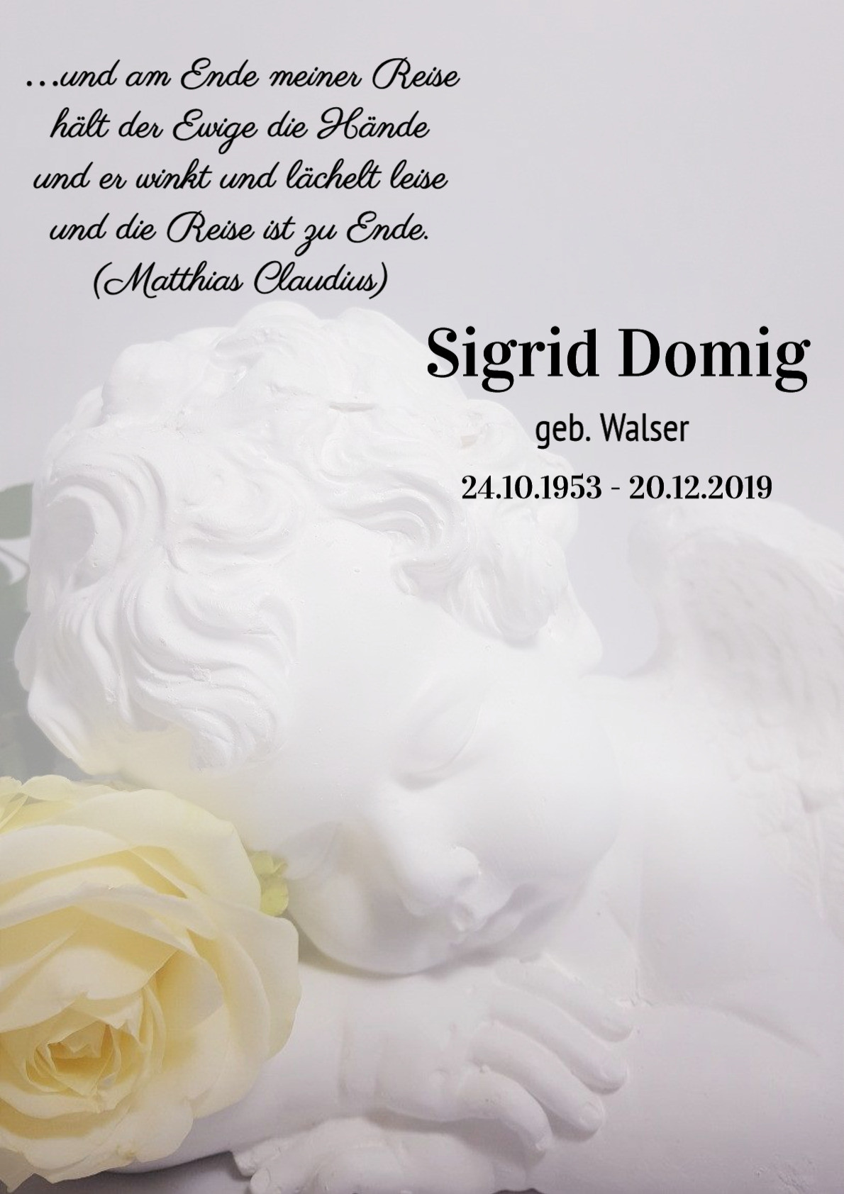 Traueranzeige von Sigrid Domig