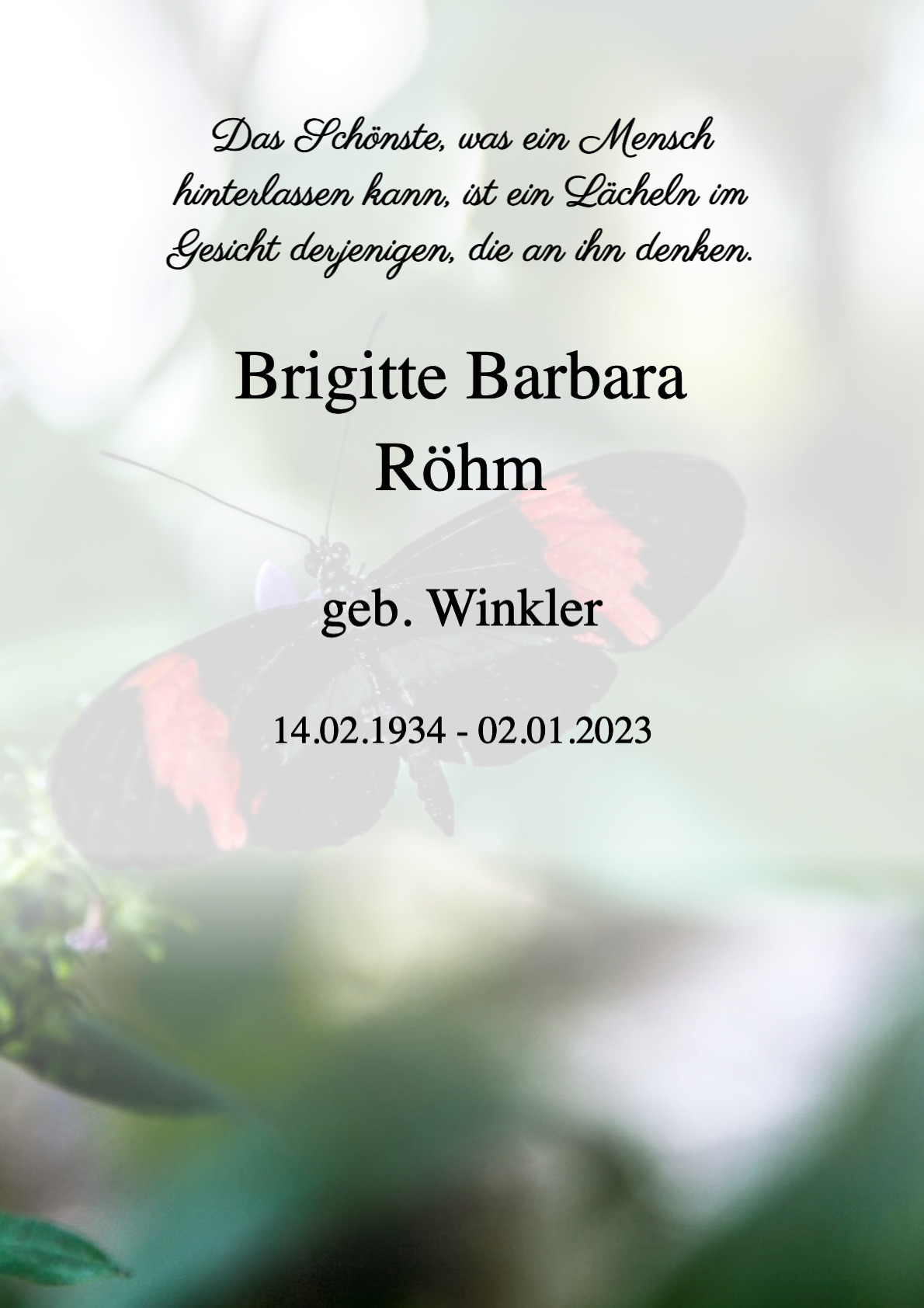 Traueranzeige von Brigitte Barbara Röhm