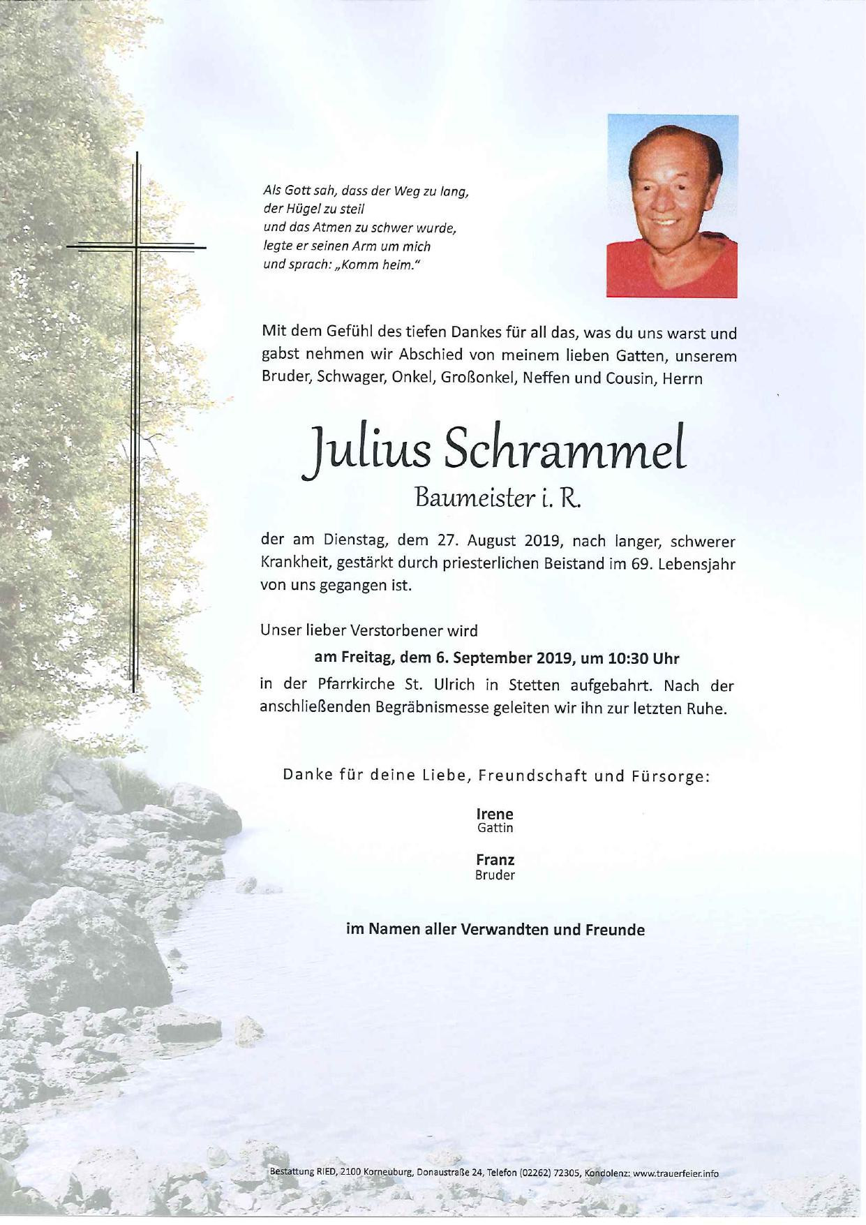 Traueranzeige von Julius Schrammel